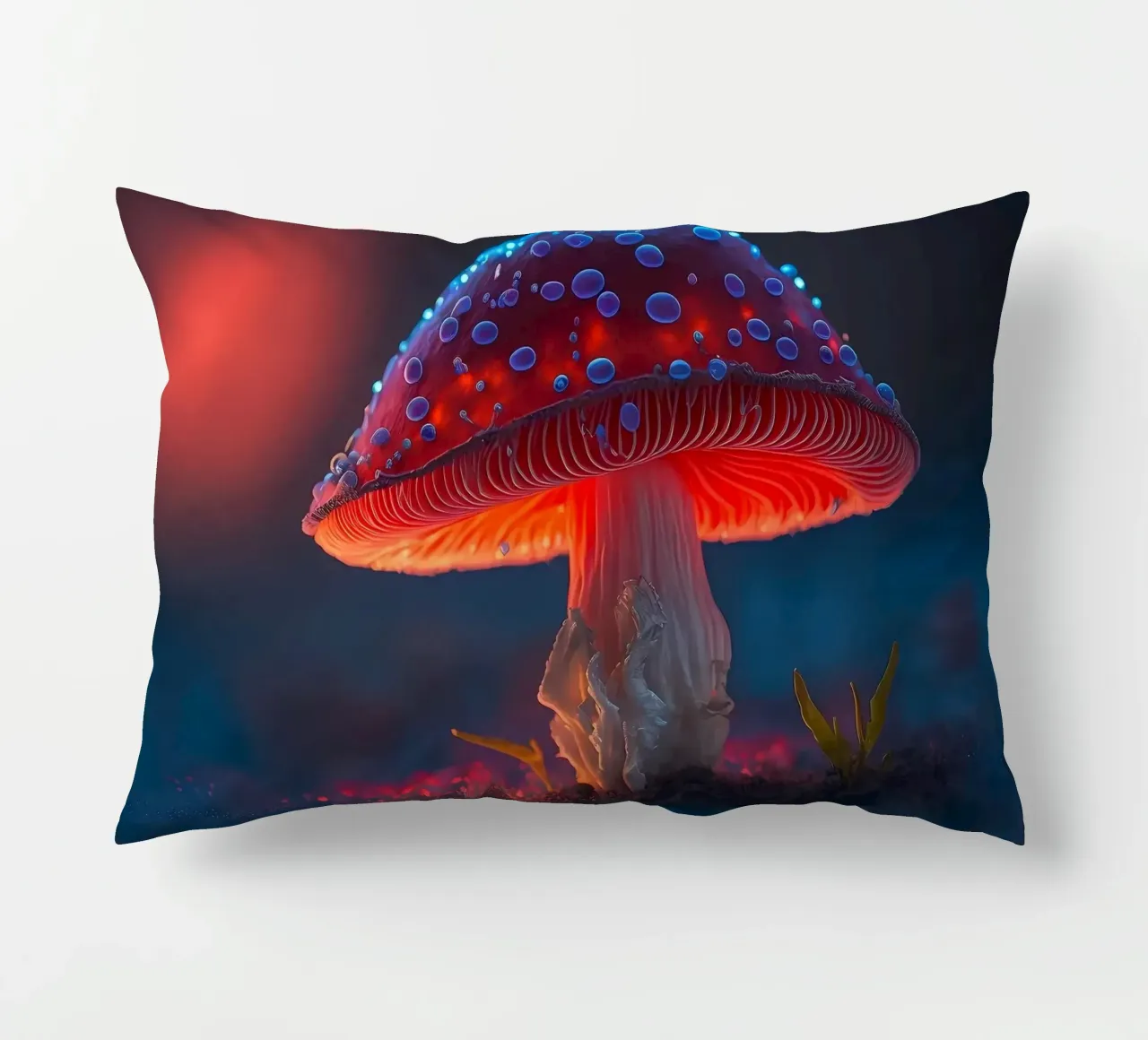 red mushroom glowing decorative cushion by Delaplane