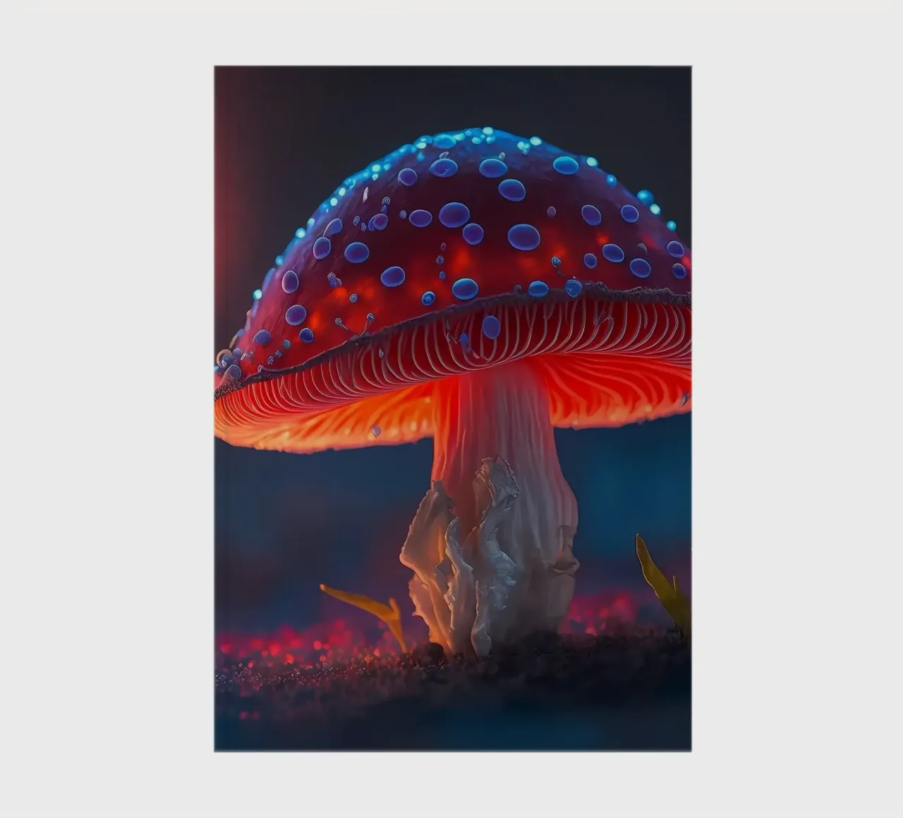 red mushroom glowing notebook by Delaplane