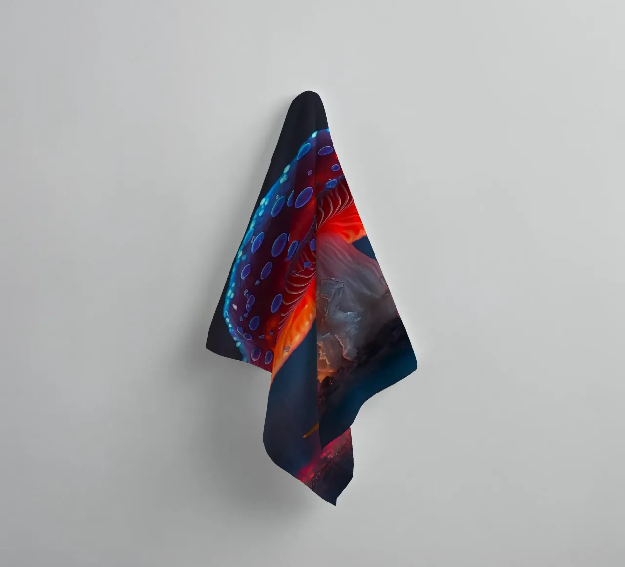 red mushroom glowing towel by Delaplane