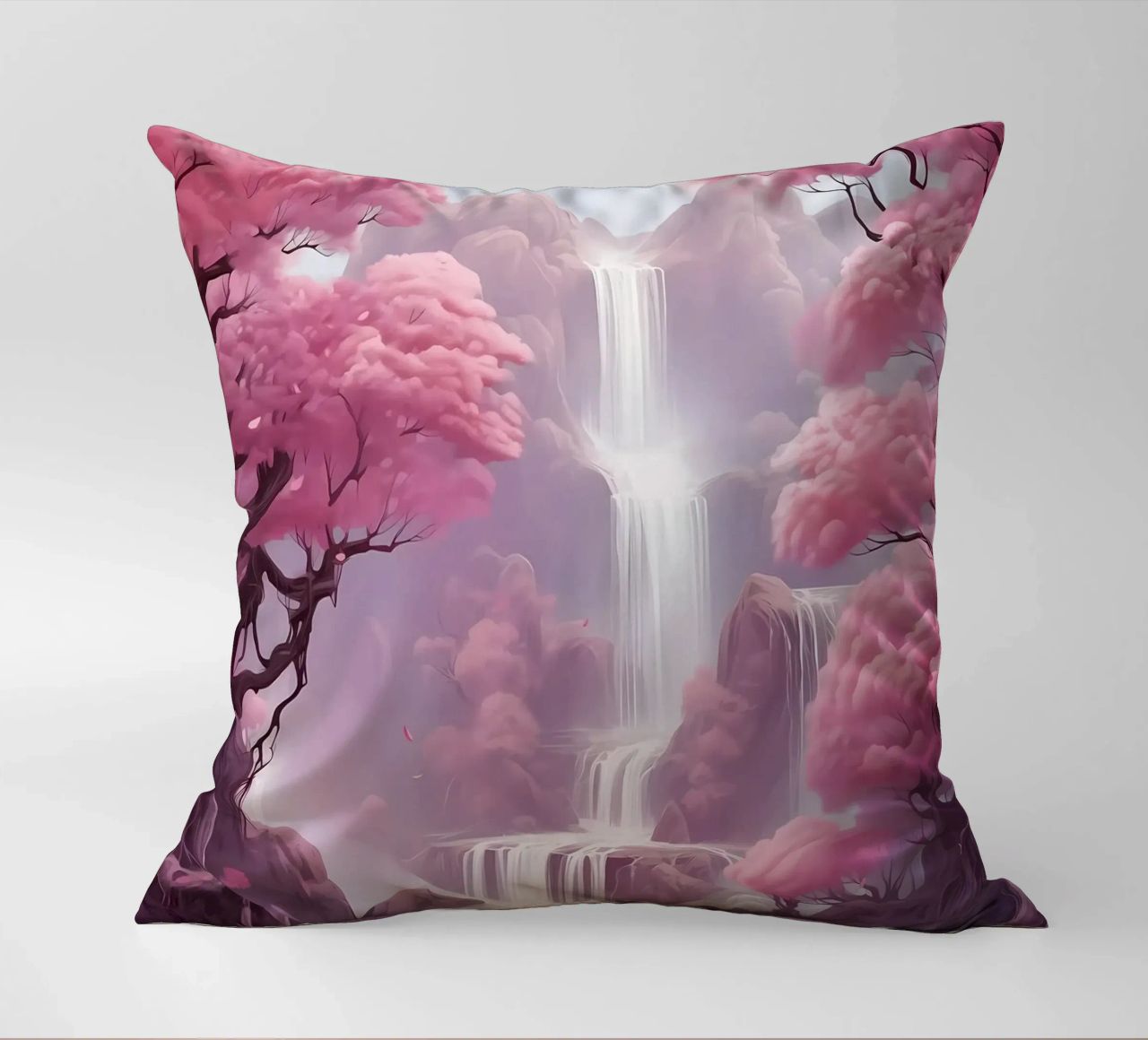Waterfall Sakura Trees cuscino da Ruth
