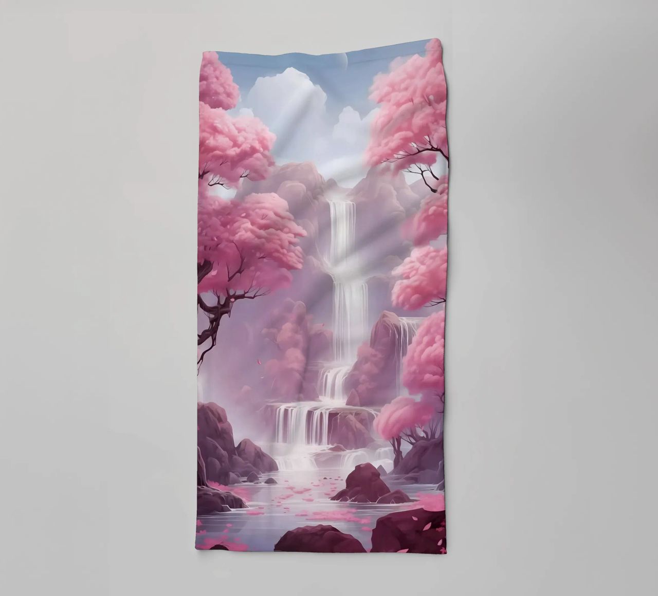 Waterfall Sakura Trees asciugamano da bagno da Ruth