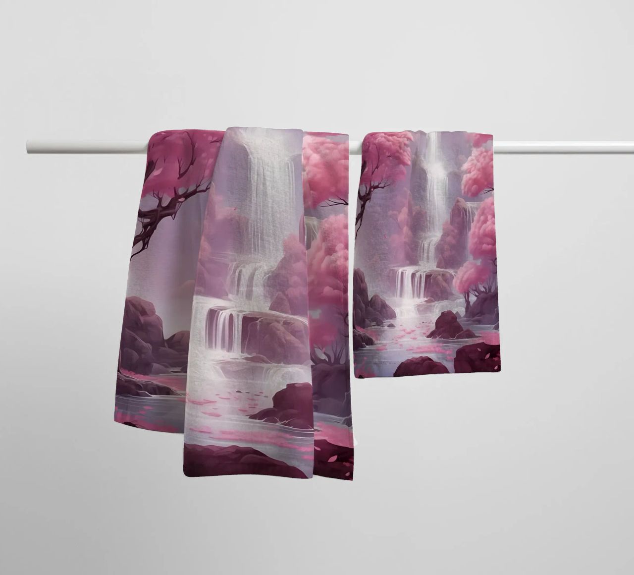 Waterfall Sakura Trees asciugamano da bagno da Ruth