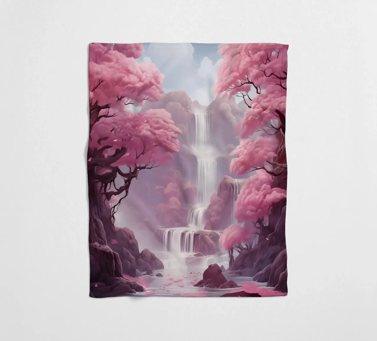 Waterfall Sakura Trees coperta in pile da Ruth