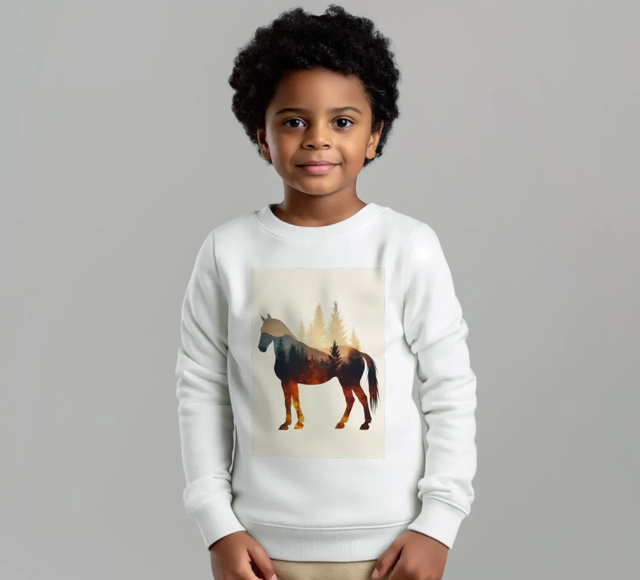 Sagoma di cavallo con foresta felpa bambino da Ginnery