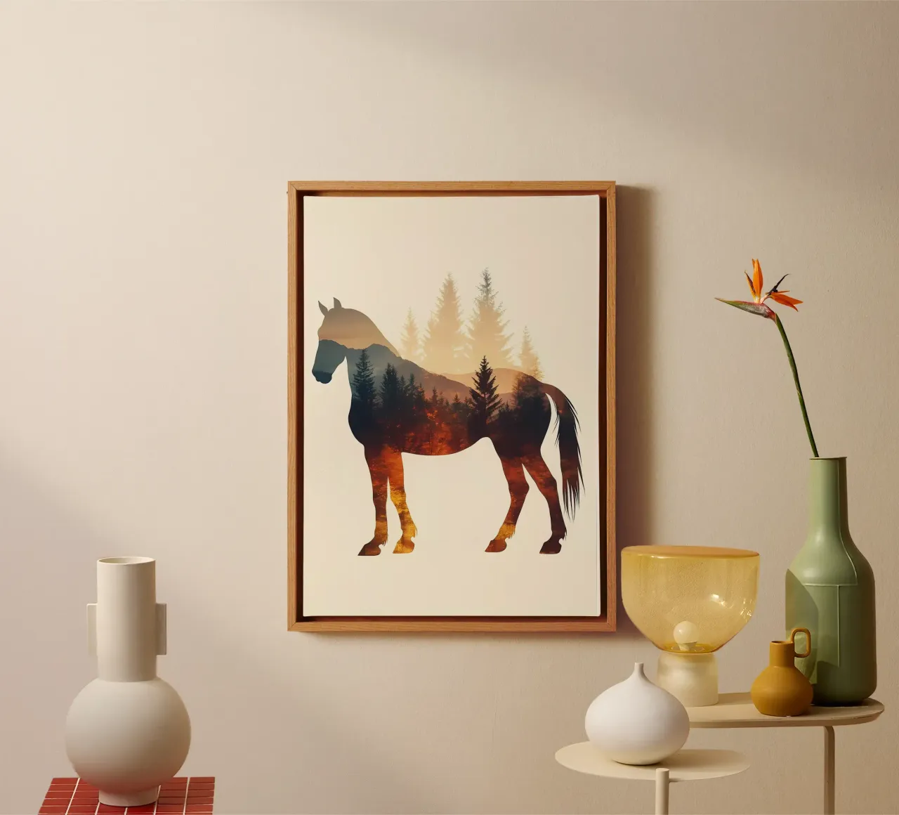 Paard Silhouet met Bos canvas met Baklijst van Ginnery