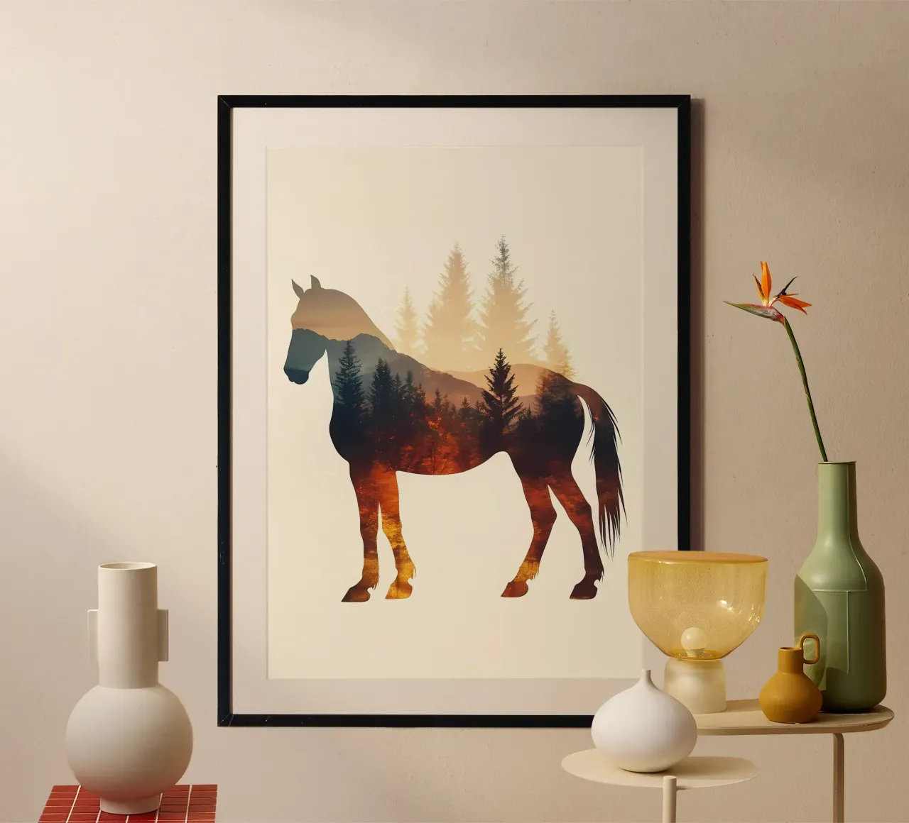 Sagoma di cavallo con foresta carta hahnemühle da Ginnery