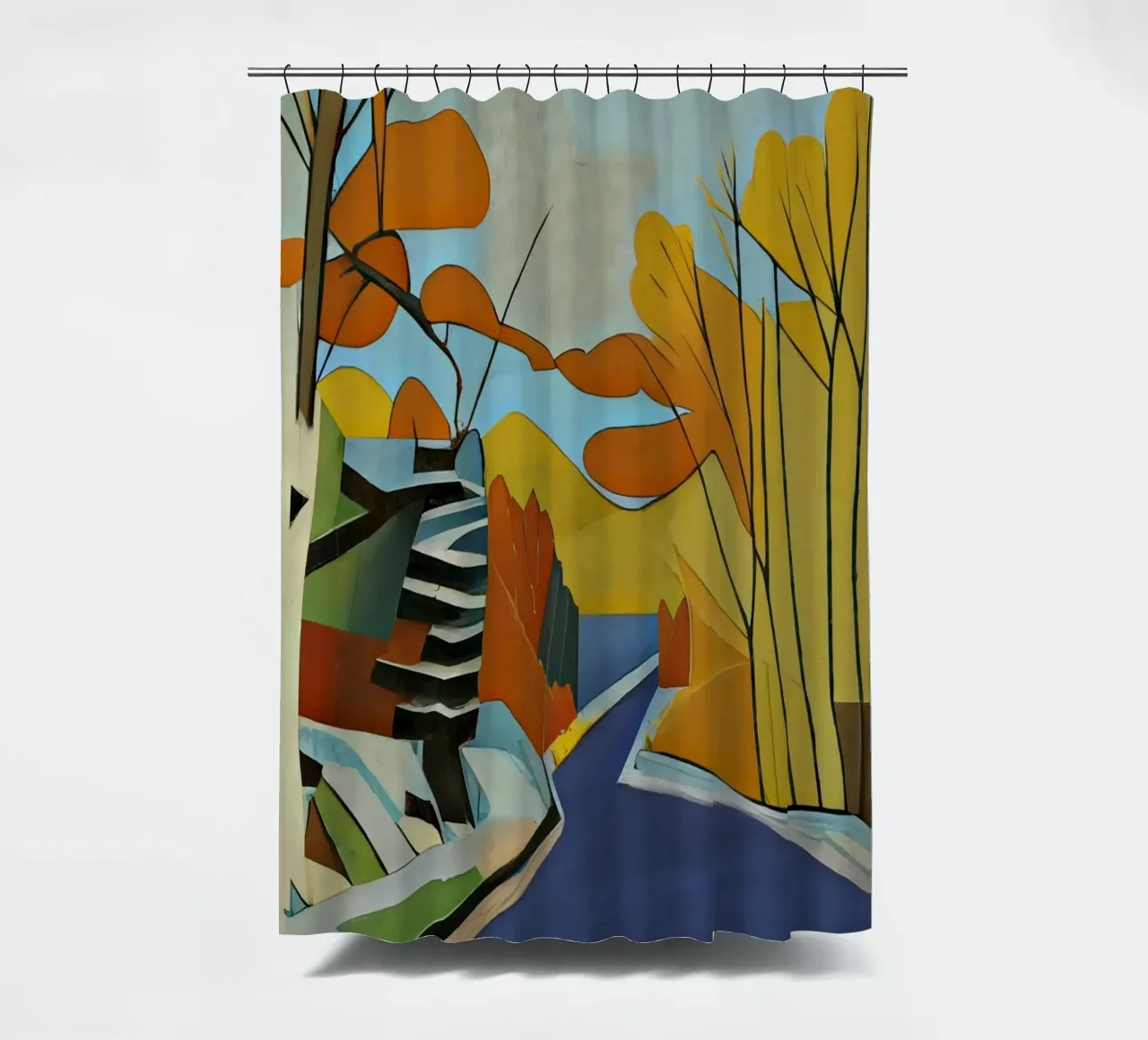 Excursion_nature_forest_path_3 shower curtain by Abstract Art by LK