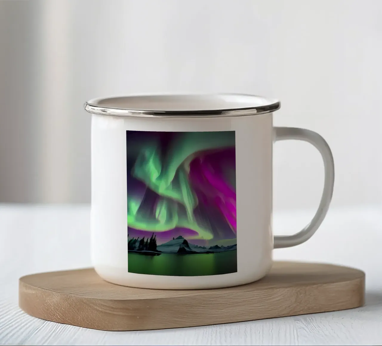 L'Aurora Boreale colorata tazza in smalto da Mikesell