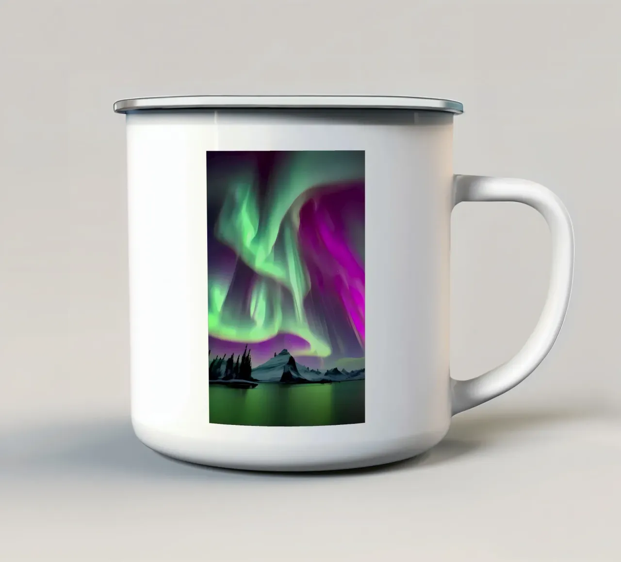 L'Aurora Boreale colorata tazza in smalto da Mikesell