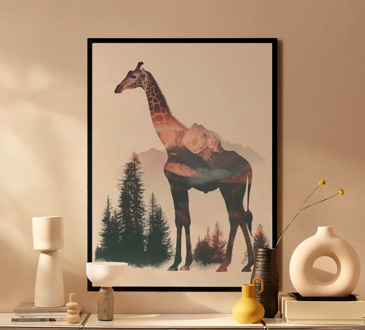 Giraffenberg Doppelbelichtung Hahnemühle von Ginnery