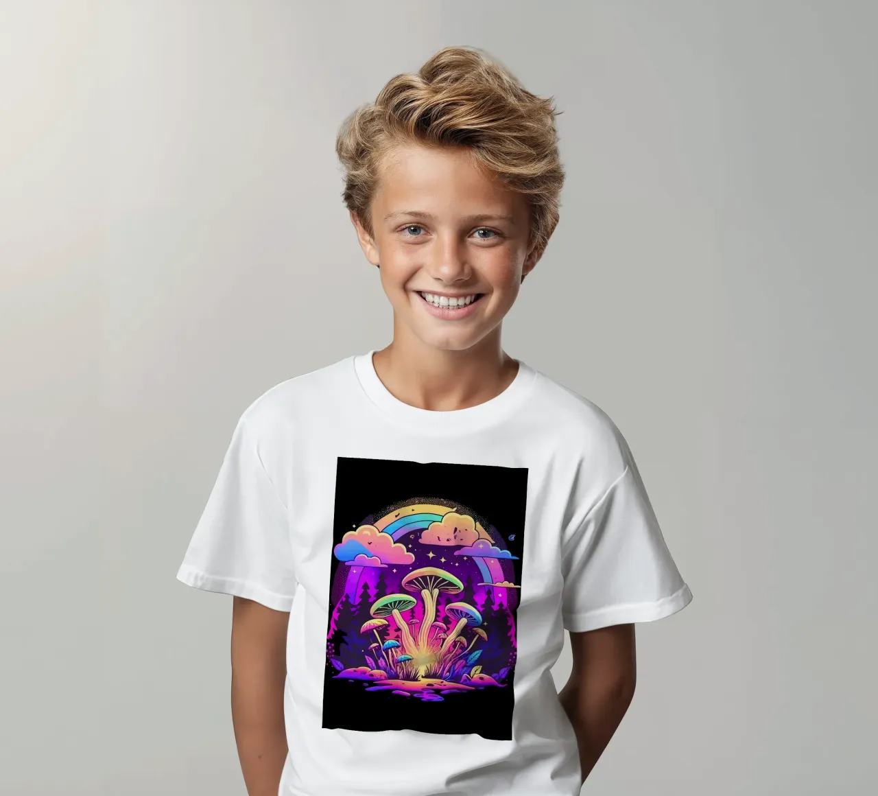 mushrooms forest kids t-shirt by Delaplane