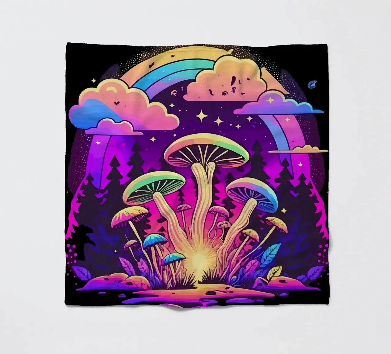 mushrooms forest fleece blanket by Delaplane