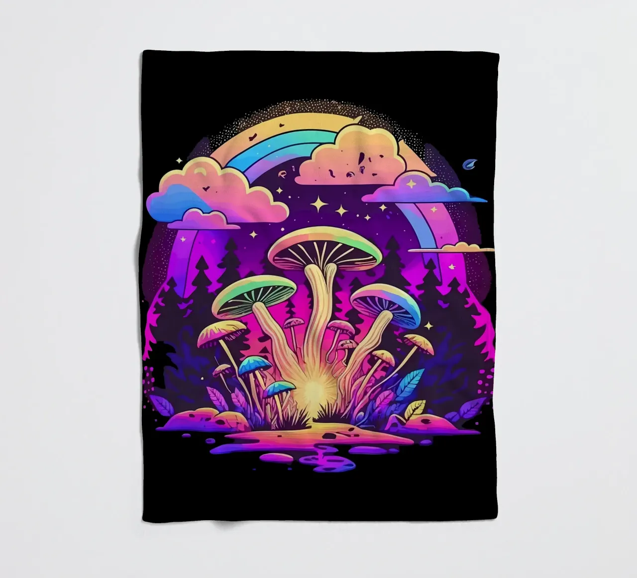 mushrooms forest fleece blanket by Delaplane