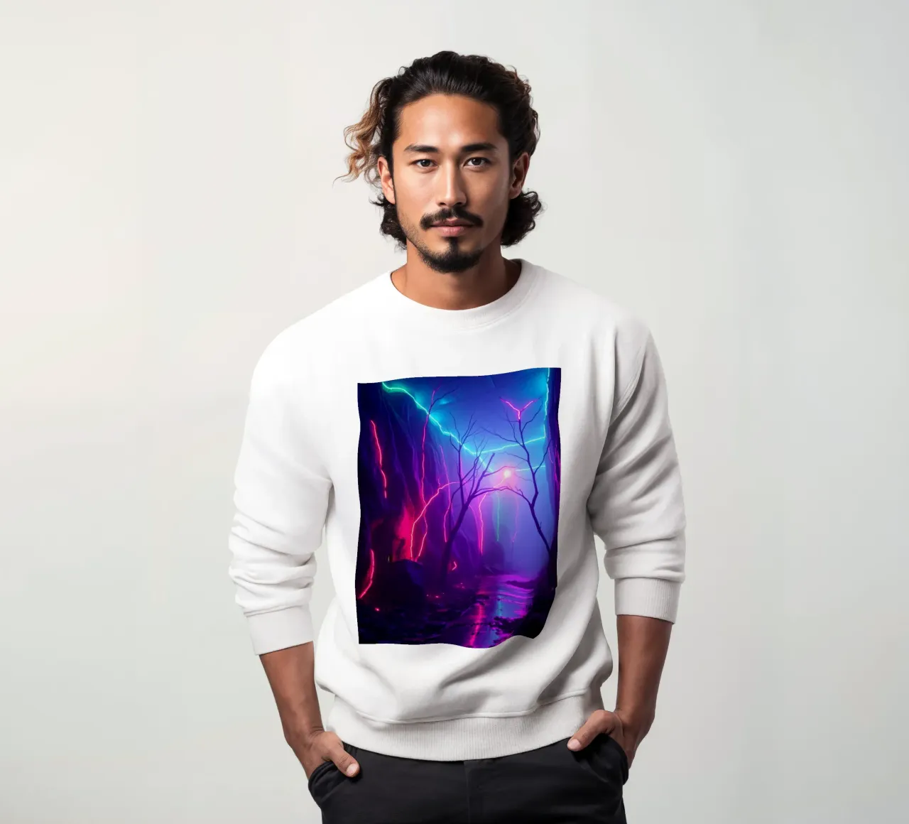 Vibranti colori al neon illuminano un canyon mistico felpa da DesignDoodle