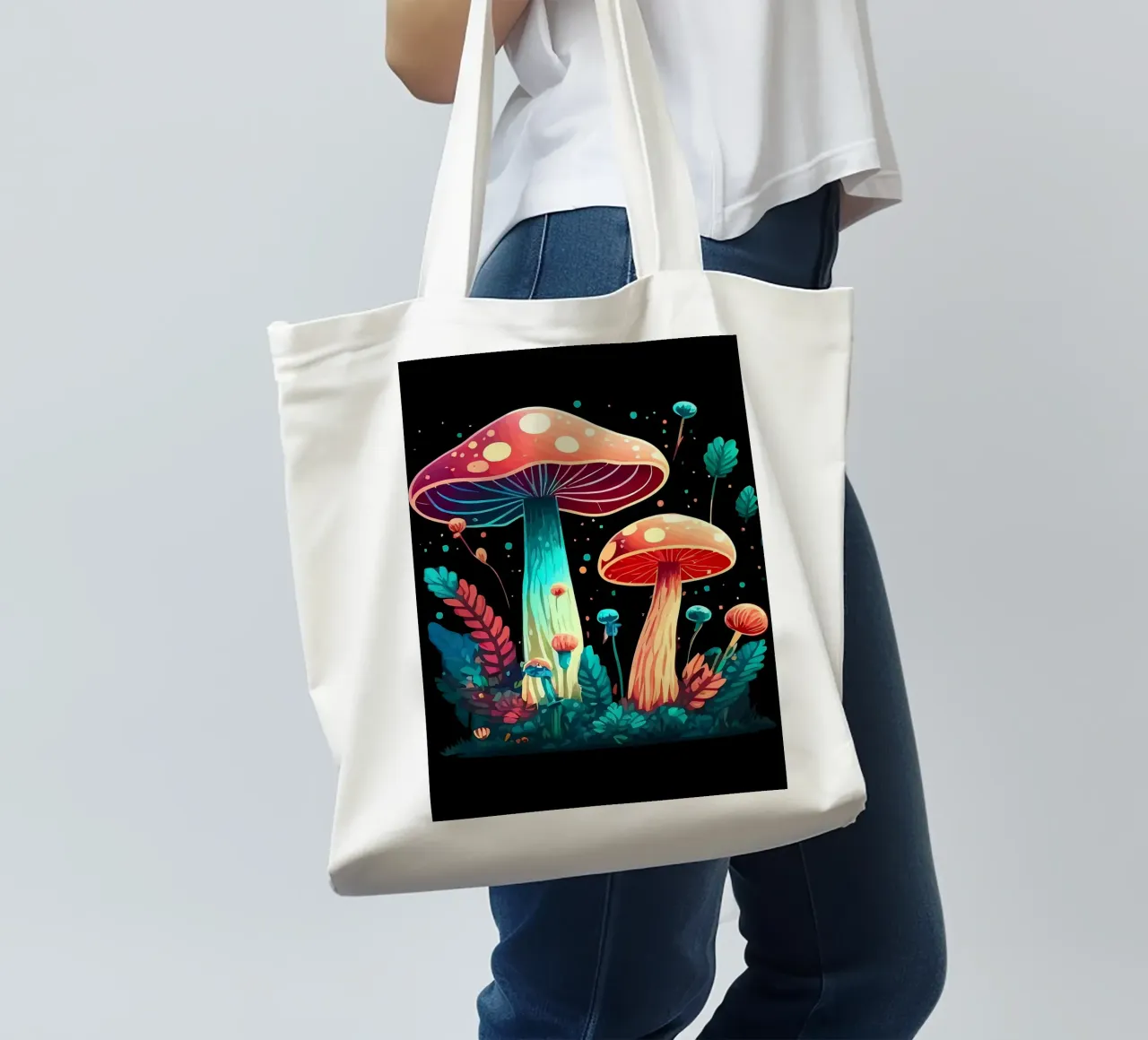 psychedelic mushrooms tote bag by Delaplane
