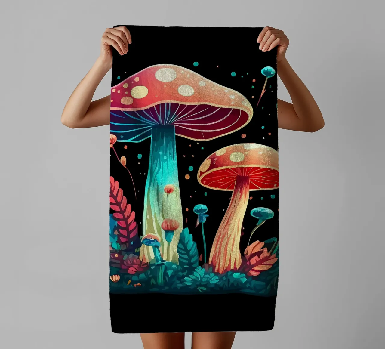 psychedelic mushrooms towel by Delaplane