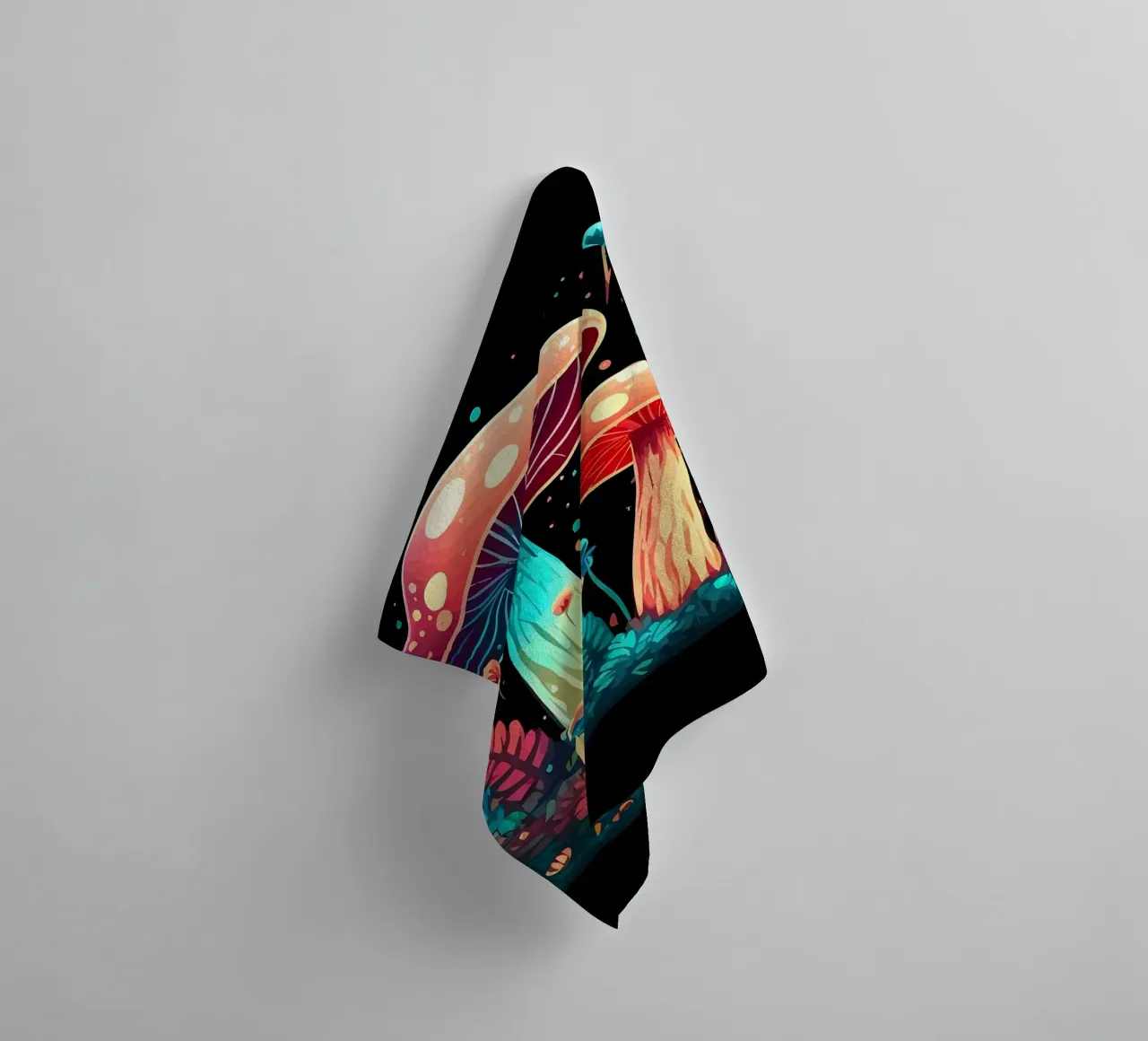 psychedelic mushrooms towel by Delaplane