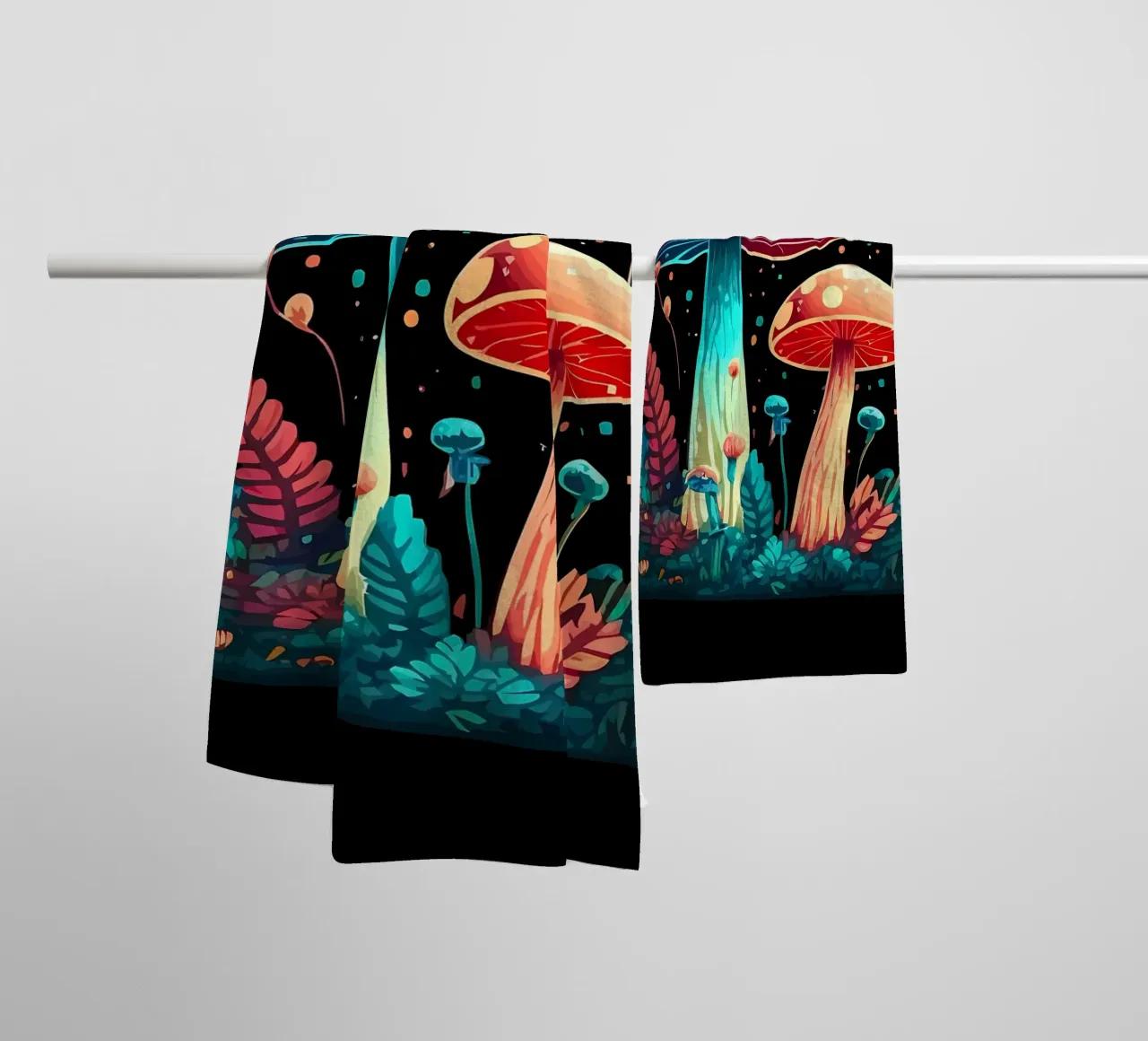 psychedelic mushrooms towel by Delaplane