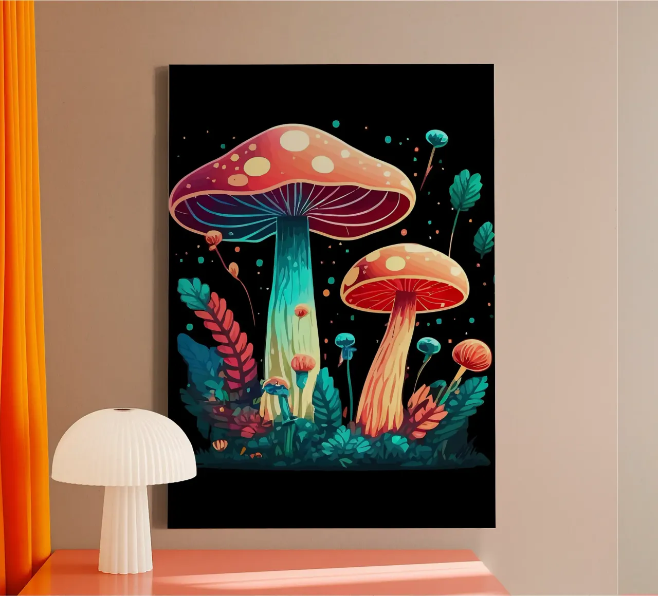psychedelic mushrooms canvas with Floater frame by Delaplane
