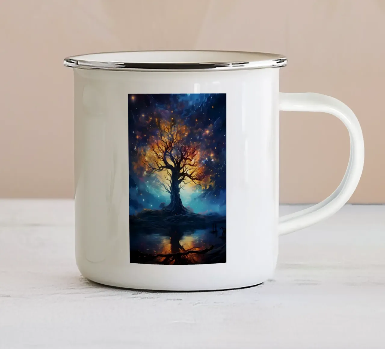 Albero cosmico della vita tazza in smalto da Mikesell