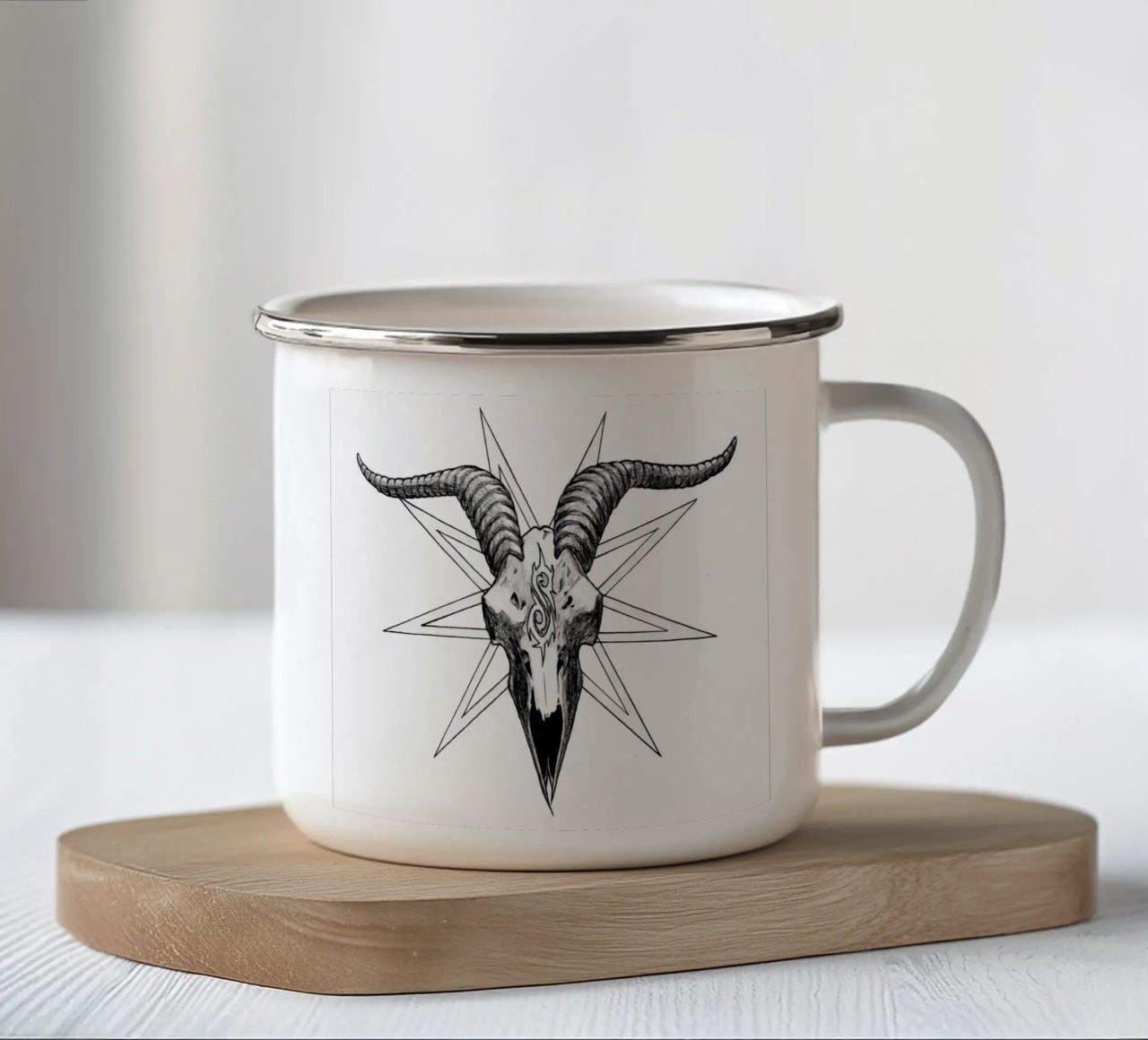 Testa di capra in metallo tazza in smalto da Music Life