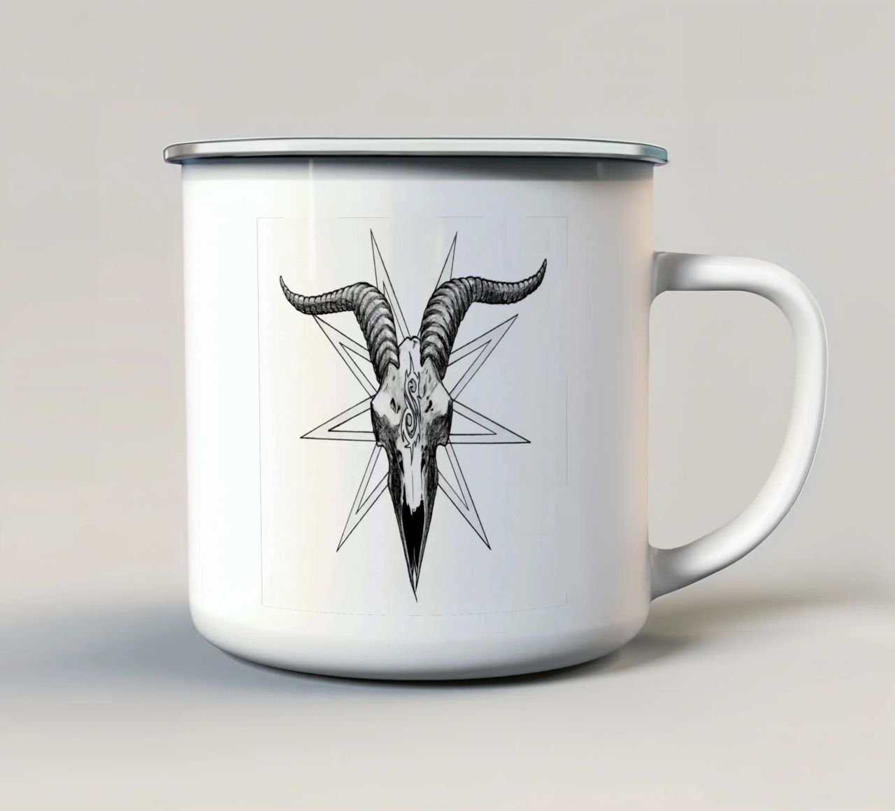 Testa di capra in metallo tazza in smalto da Music Life