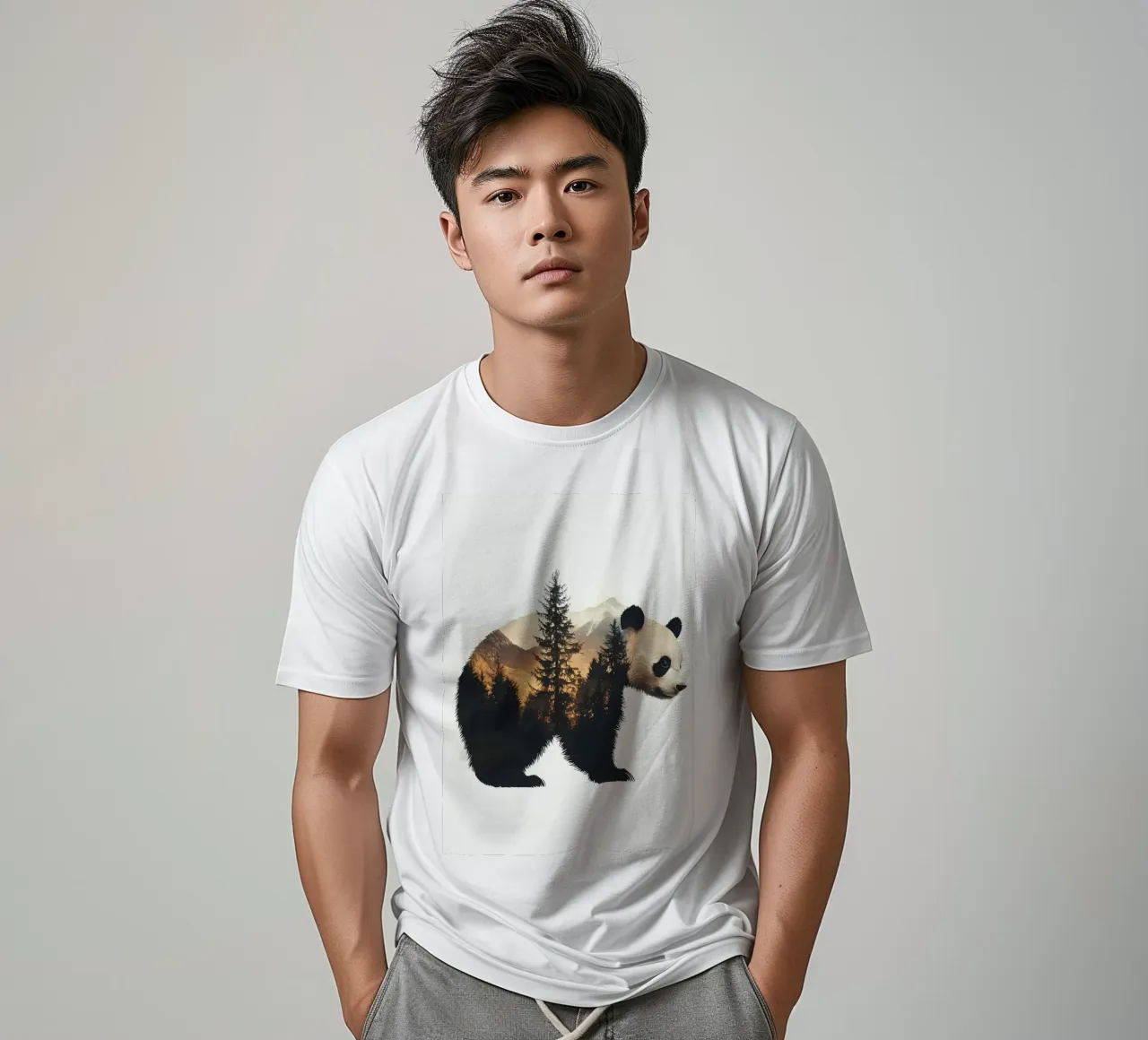 Panda Mountain Landscape t-shirt by Ginnery