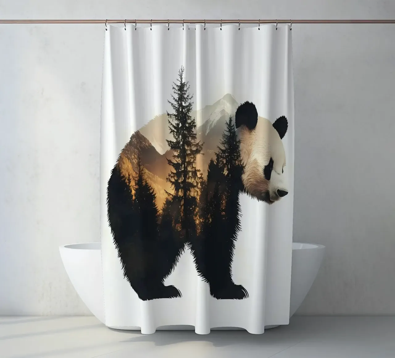 Paysage de la montagne du Panda rideau de douche de Ginnery