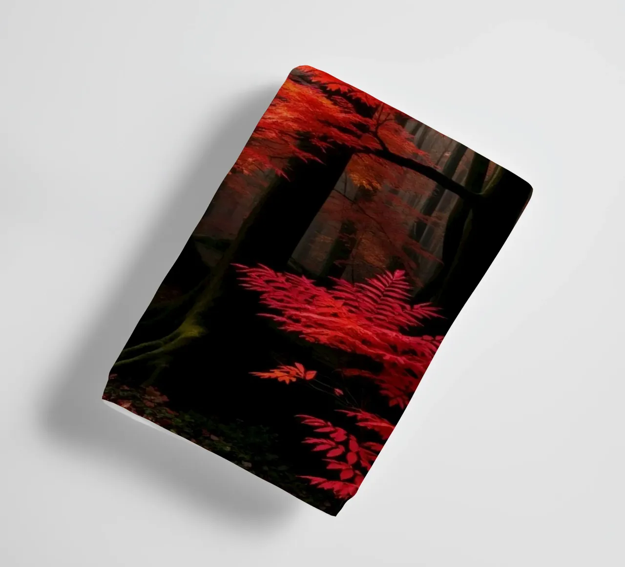 Captivating forest path adorned with vibrant autumn leaves towel by DesignDoodle