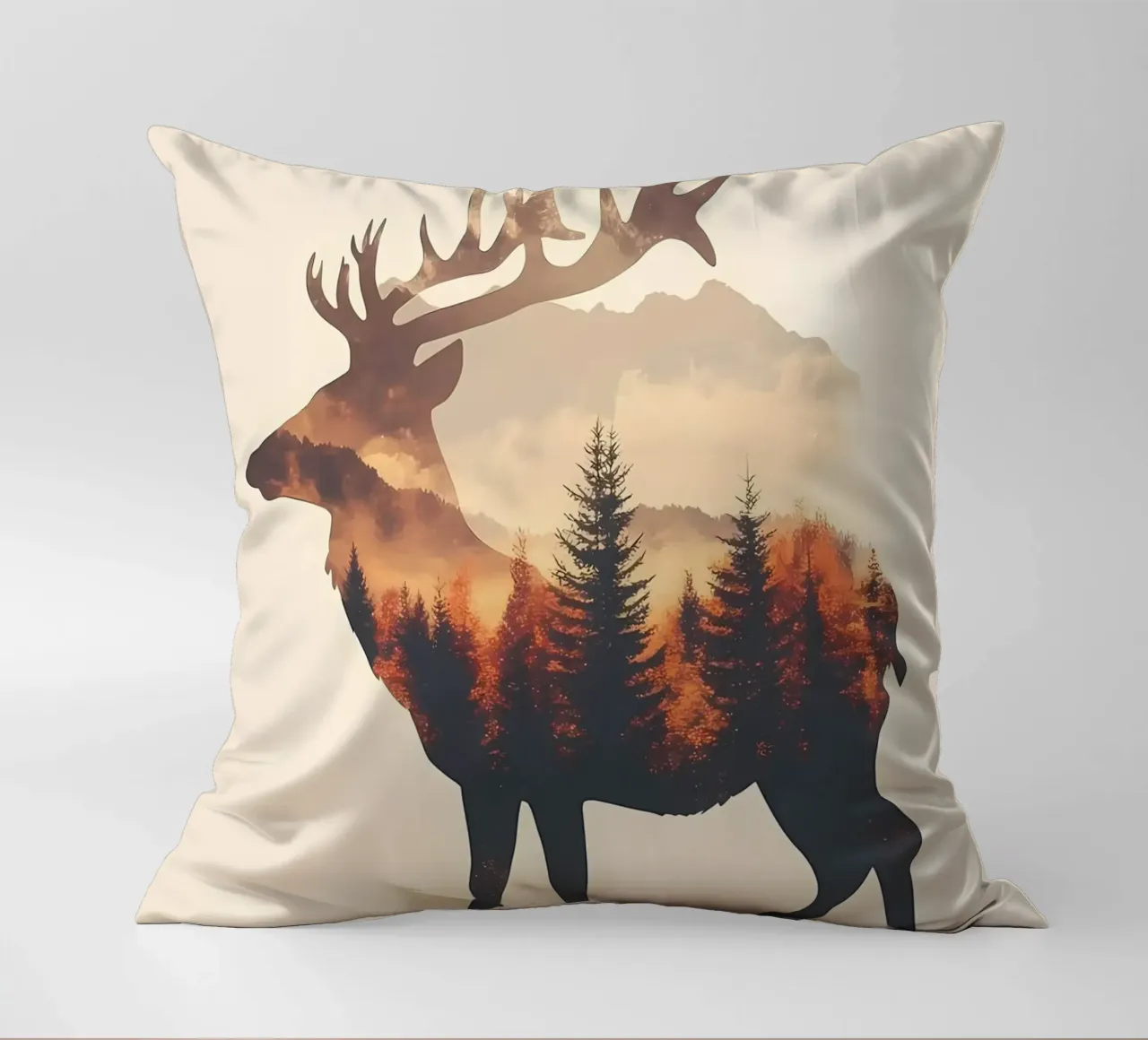 Sagoma di cervo con foresta cuscino da Ginnery