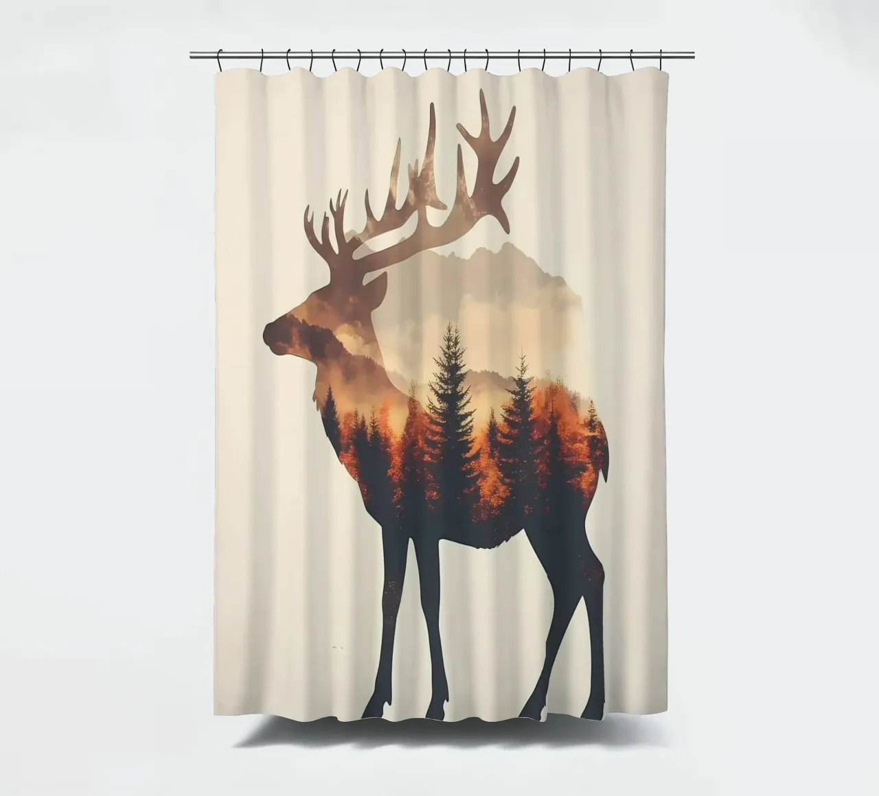 Sagoma di cervo con foresta tenda da doccia da Ginnery