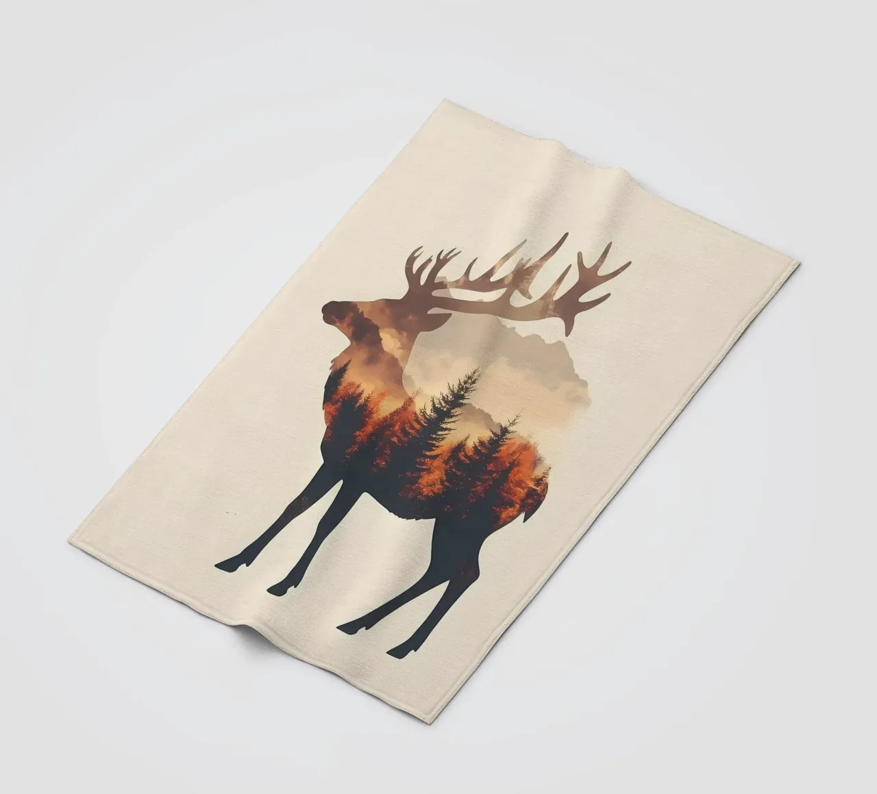 Sagoma di cervo con foresta coperta in pile da Ginnery