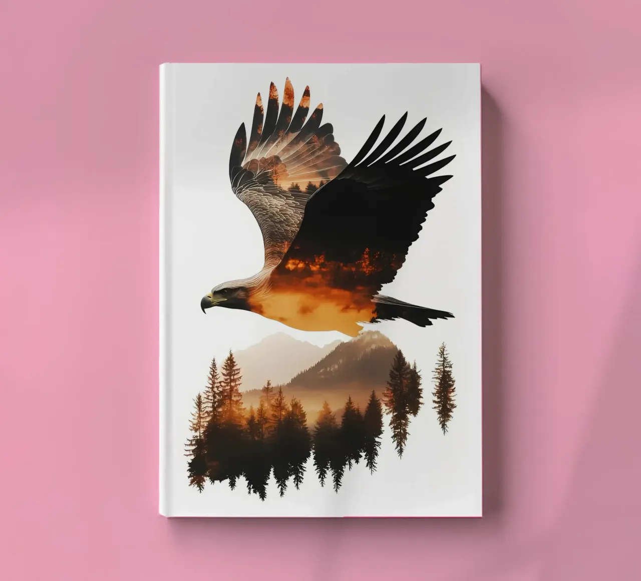 Eagle Soaring Through Mountains notebook by Ginnery
