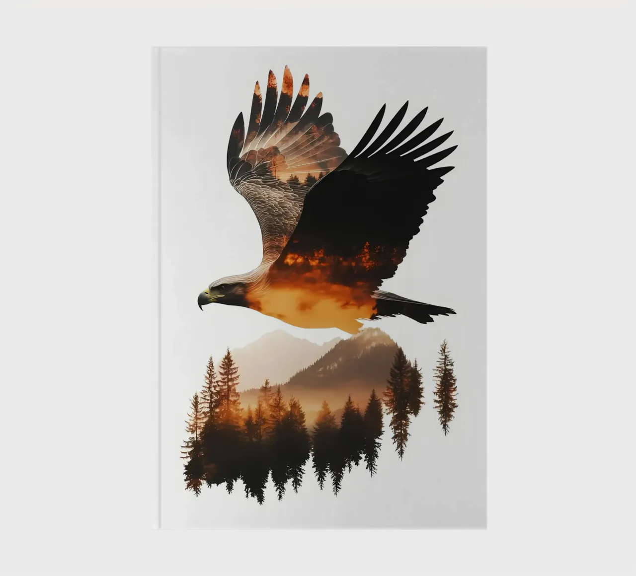 Eagle Soaring Through Mountains notebook by Ginnery