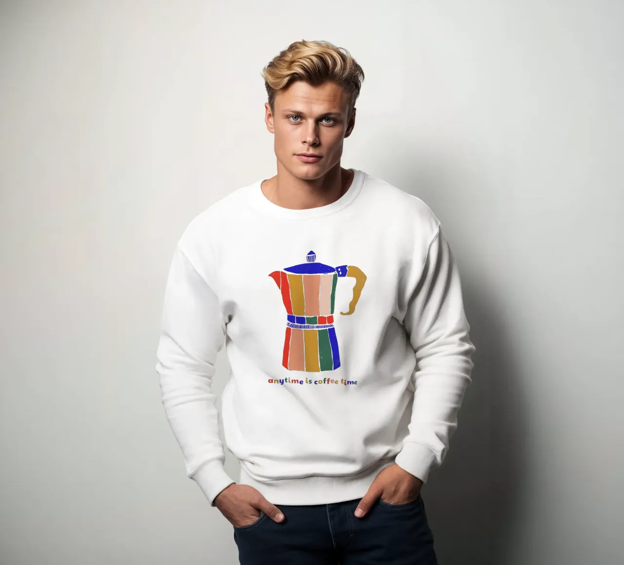 Anytime is Coffee Time - Colorful Moka Pot Art felpa da showmemars