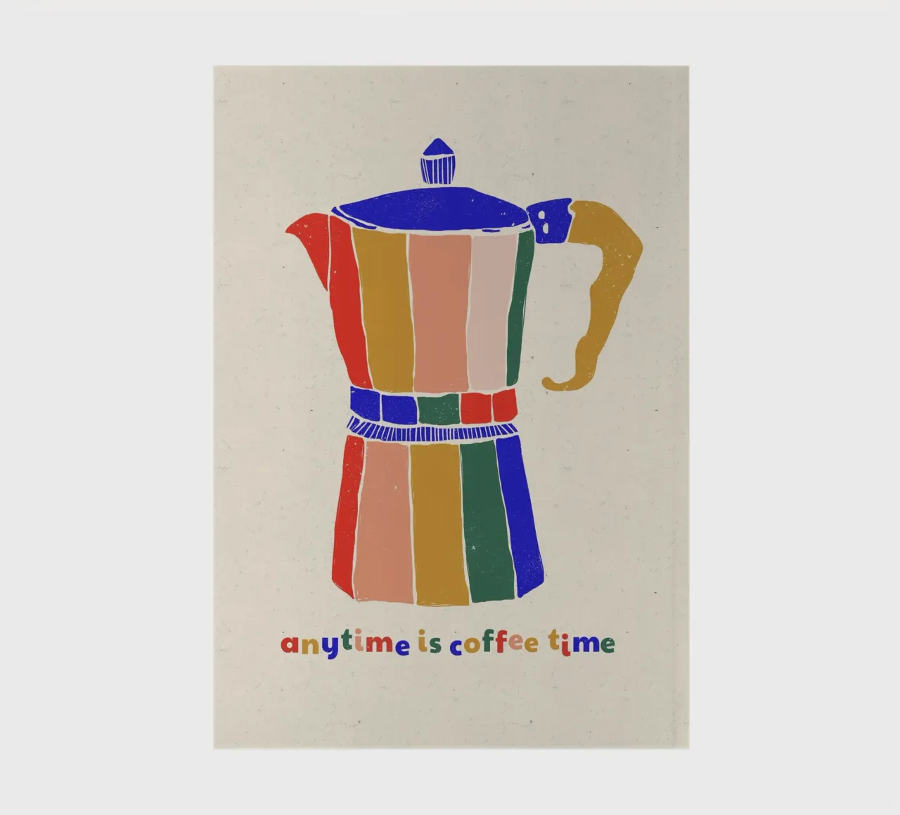 Anytime is Coffee Time - Colorful Moka Pot Art notebook by showmemars