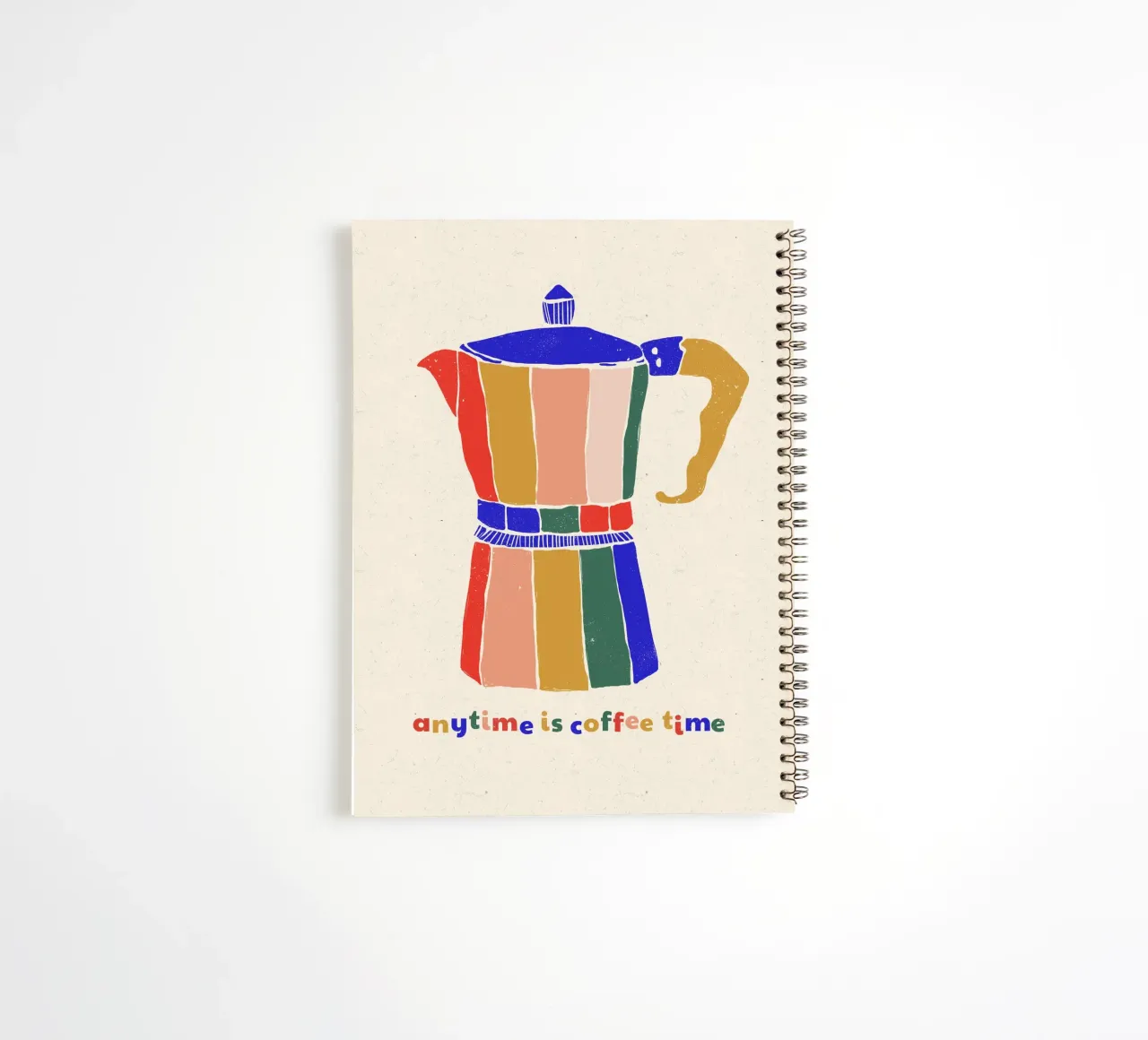 Anytime is Coffee Time - Colorful Moka Pot Art spiral notebook by showmemars
