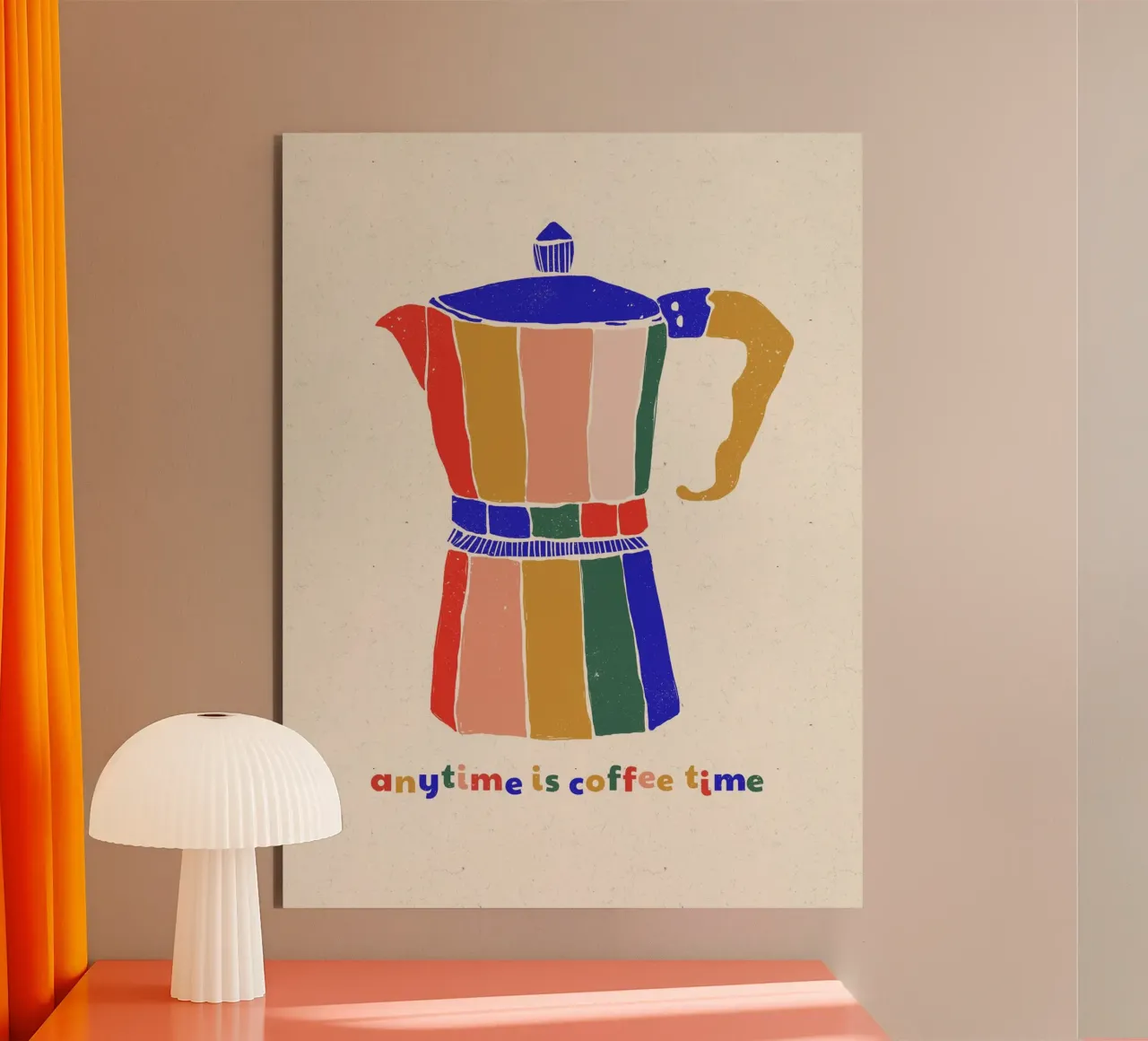 Anytime is Coffee Time - Colorful Moka Pot Art alluminio dibond da showmemars
