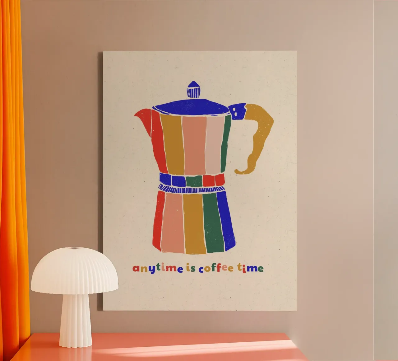 Anytime is Coffee Time - Colorful Moka Pot Art tela con Cornice a cassetta da showmemars