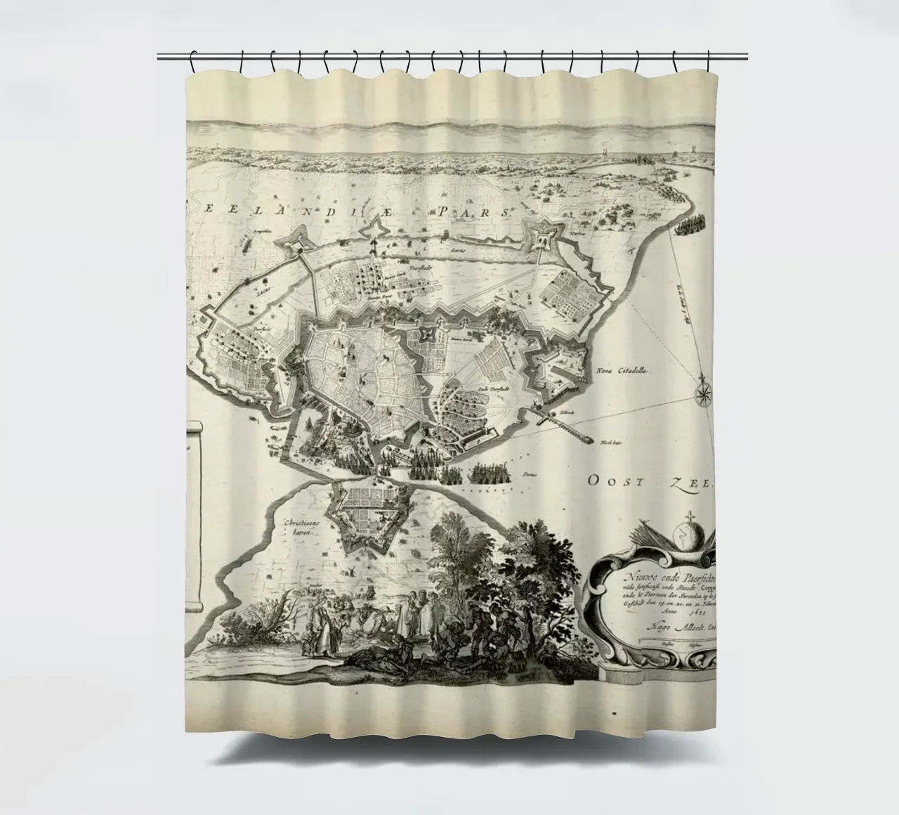 Copenhagen, Denmark, 1659 shower curtain by Artokoloro Quint Lox Ltd
