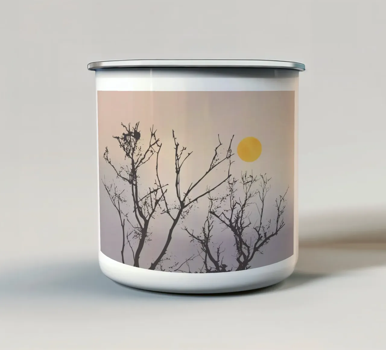 Sagoma del crepuscolo 02 tazza in smalto da Little Dean