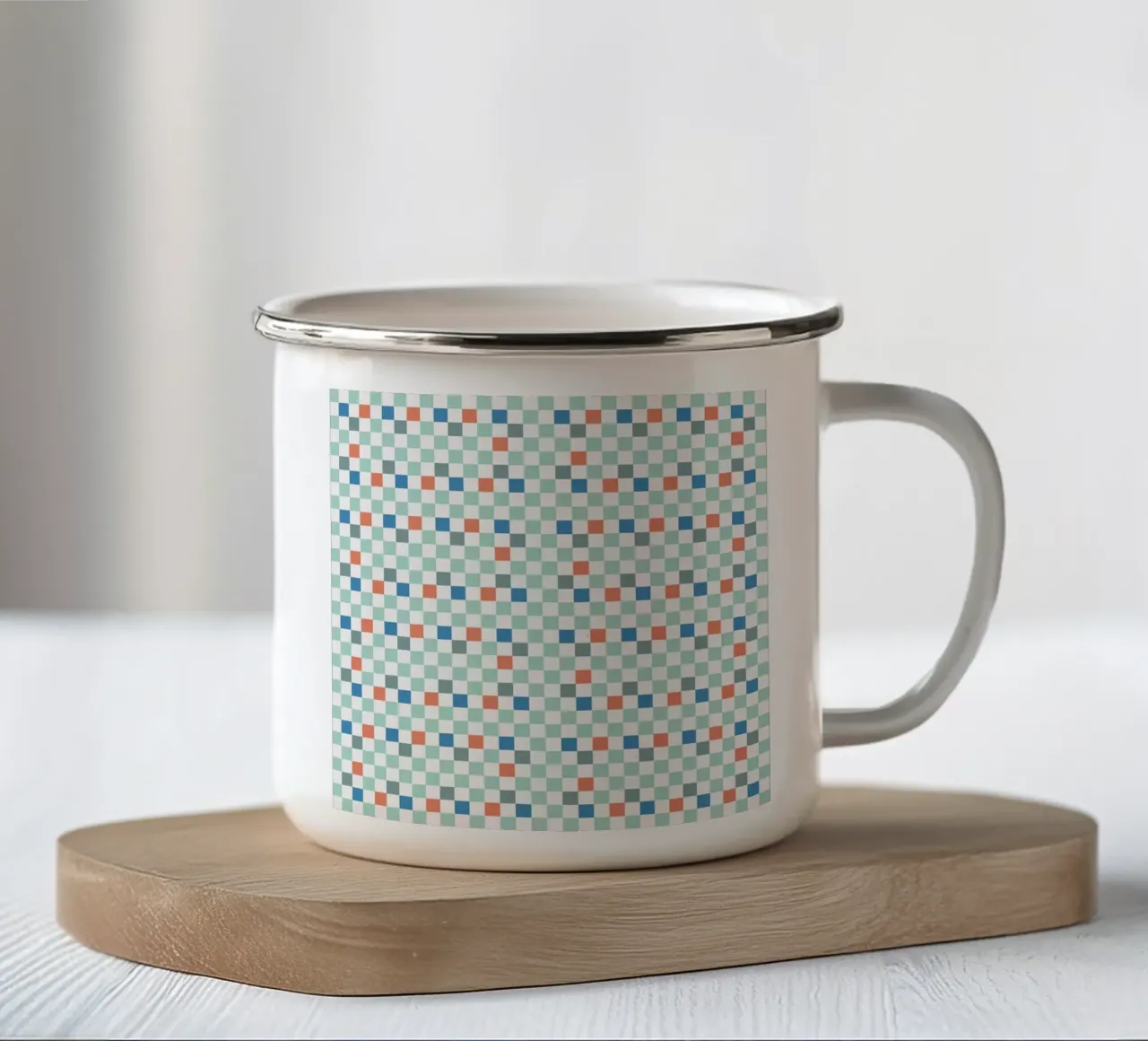 Checker spring kleuren emaille mok van Little Dean