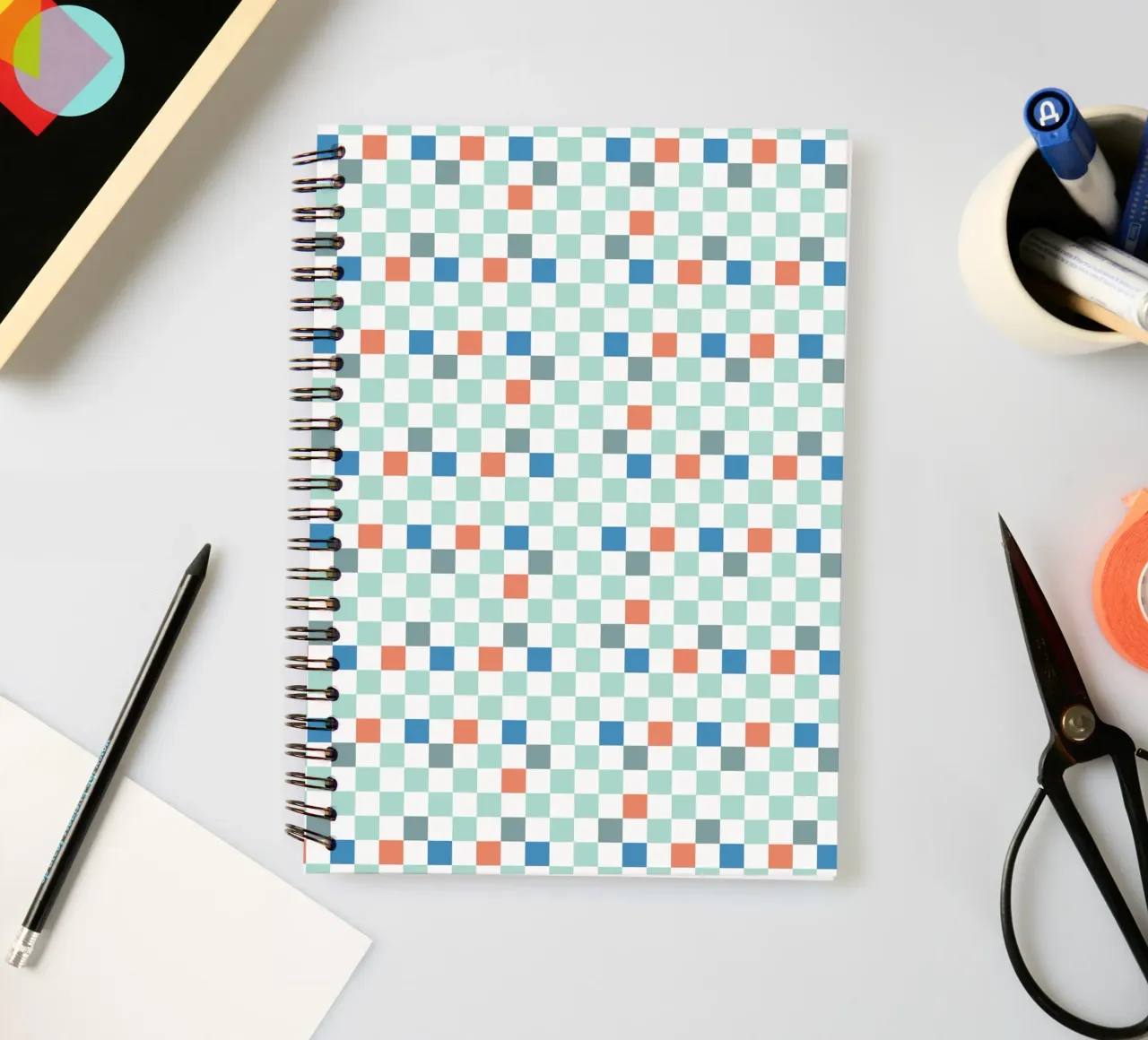 Checker jump colors spiral notebook by Little Dean
