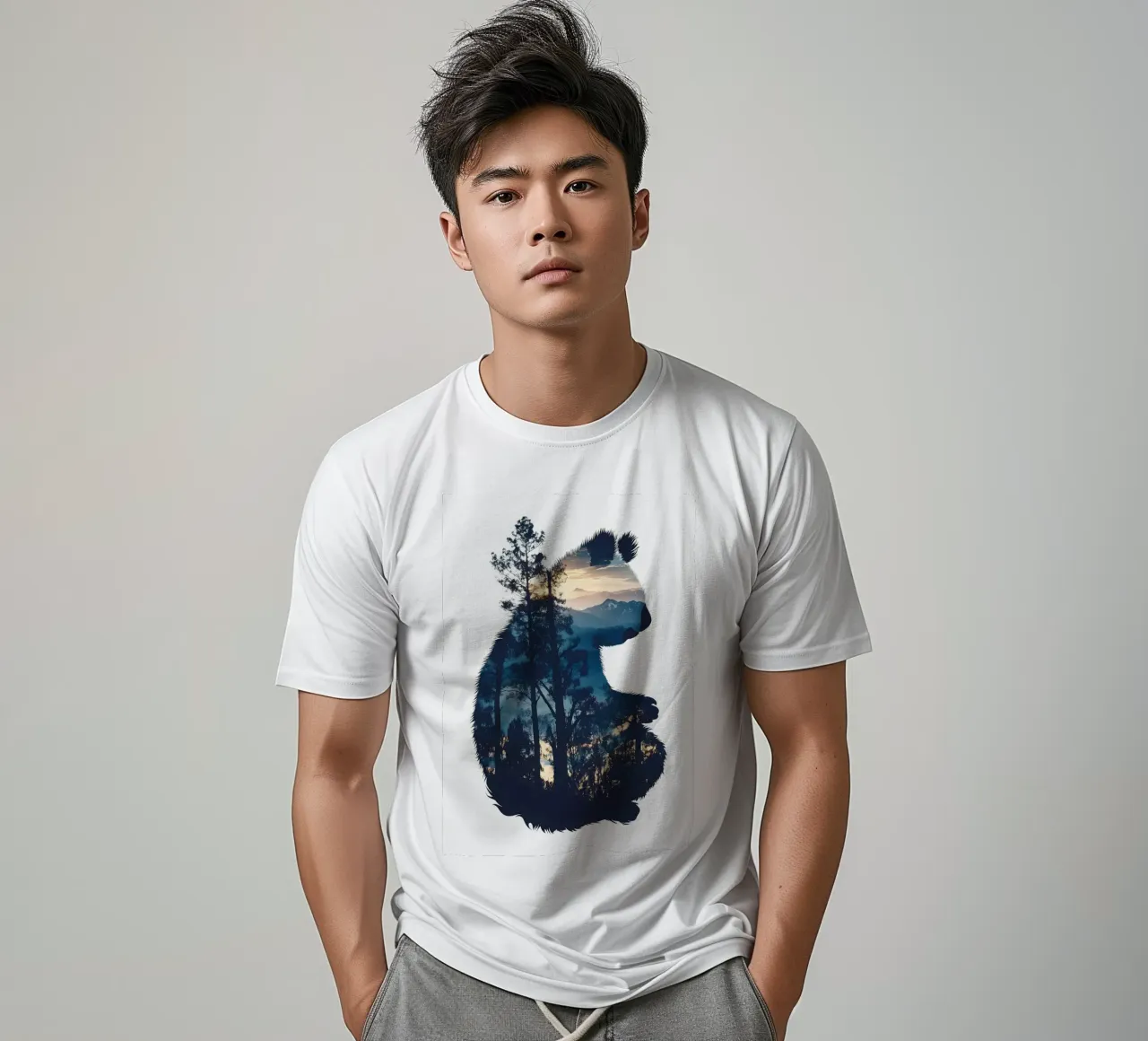 Sagoma di panda con foresta t-shirt da Ginnery