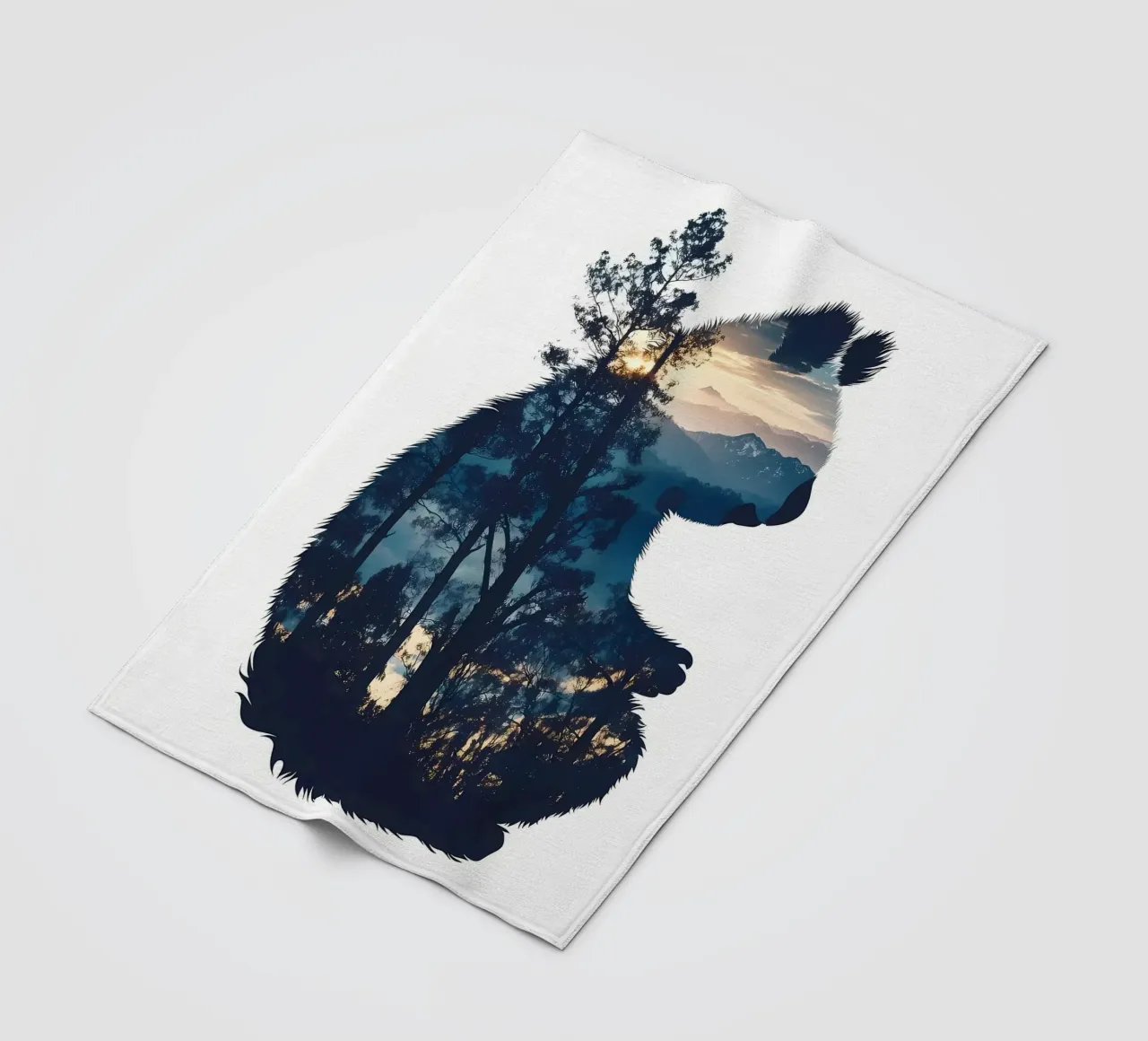 Sagoma di panda con foresta coperta in pile da Ginnery