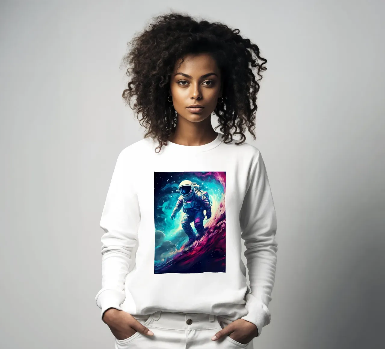 Astronauta en Space Surfer sudadera de Mikesell