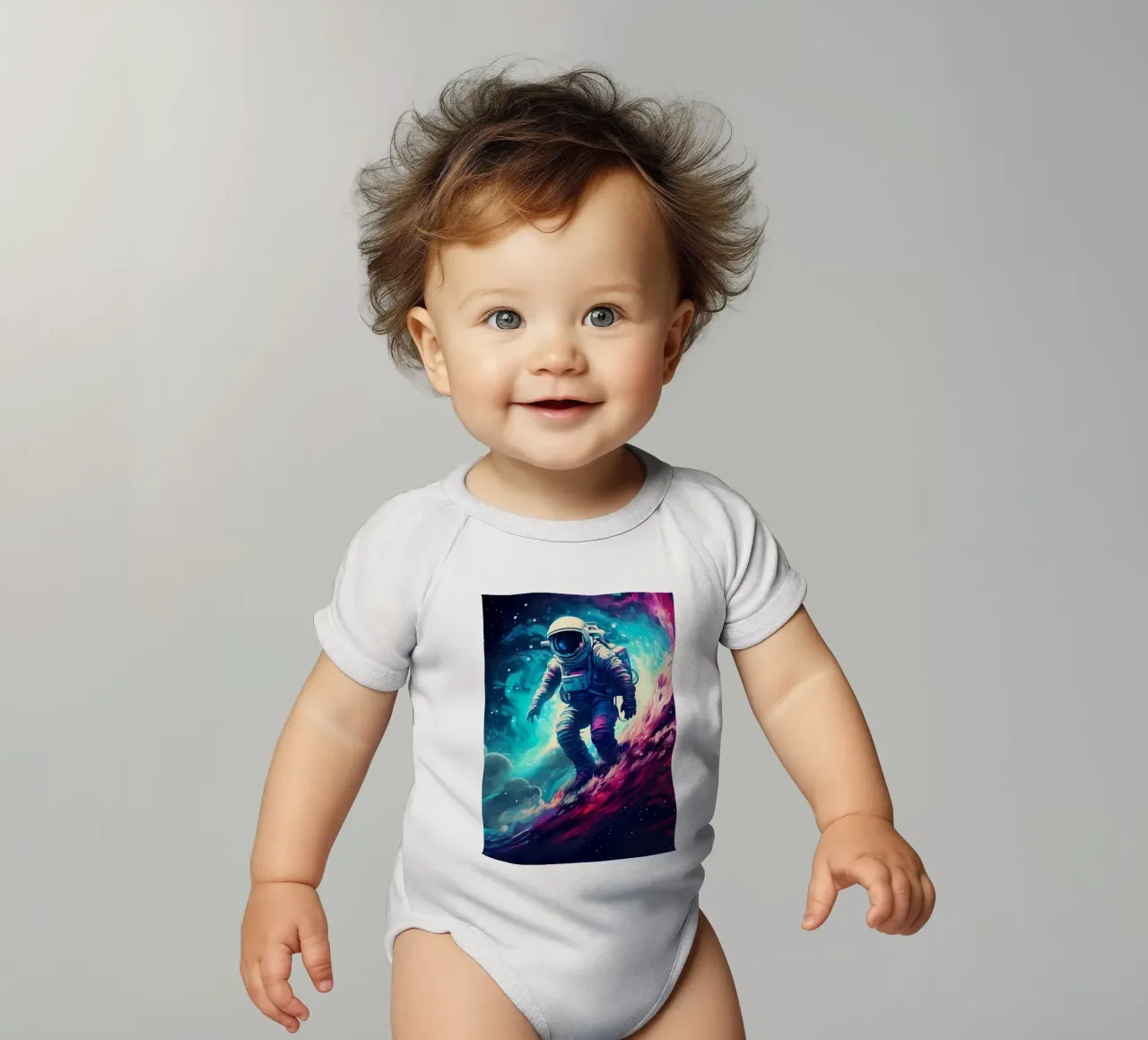 Astronaut in Space Surfer Kurzarm Babybody von Mikesell
