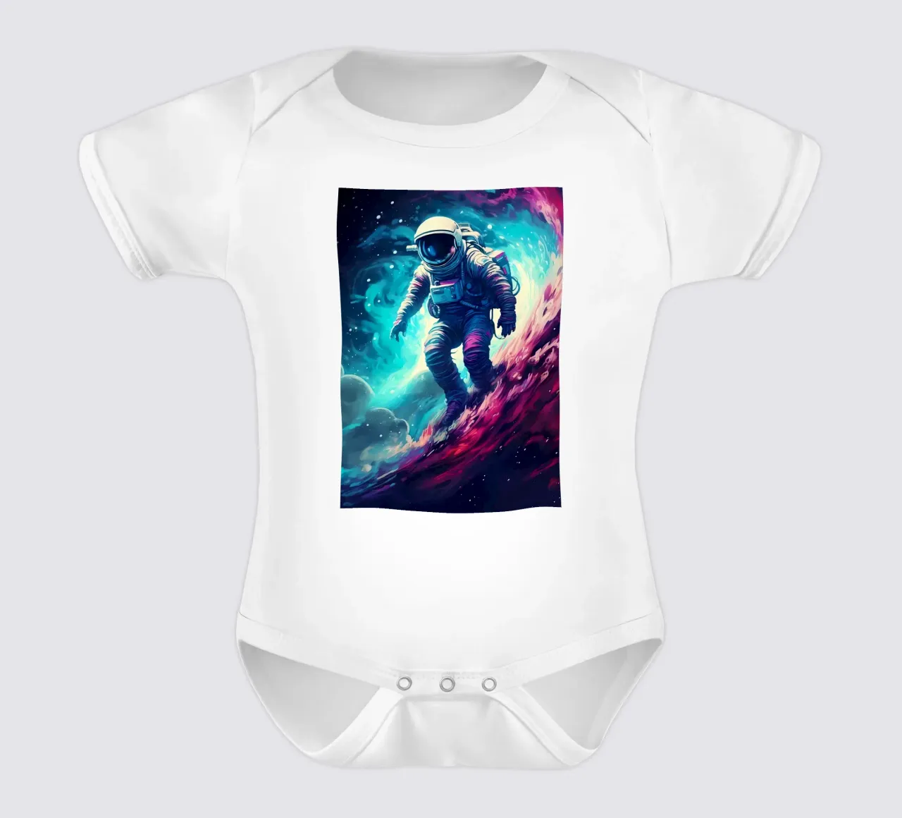 Astronaut in Space Surfer Kurzarm Babybody von Mikesell
