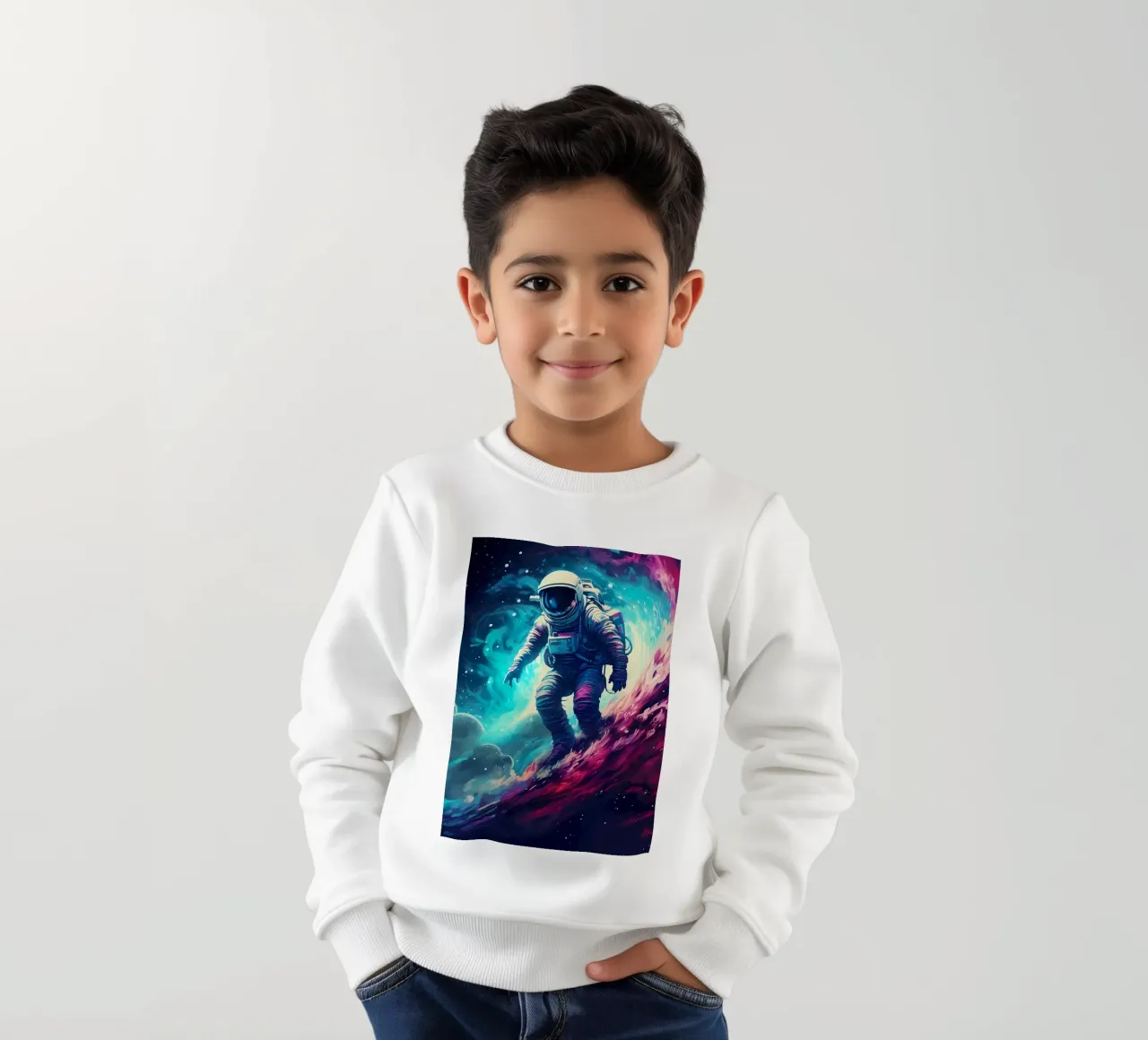 Astronauta en Space Surfer sudadera para niño de Mikesell