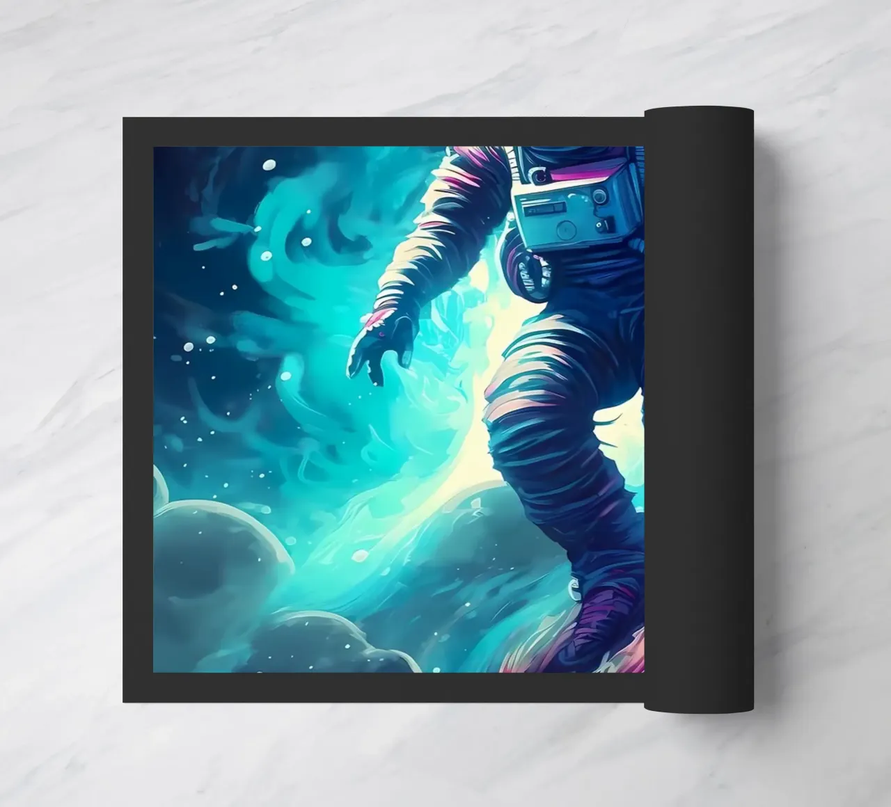 Astronaut in Space Surfer doormat by Mikesell